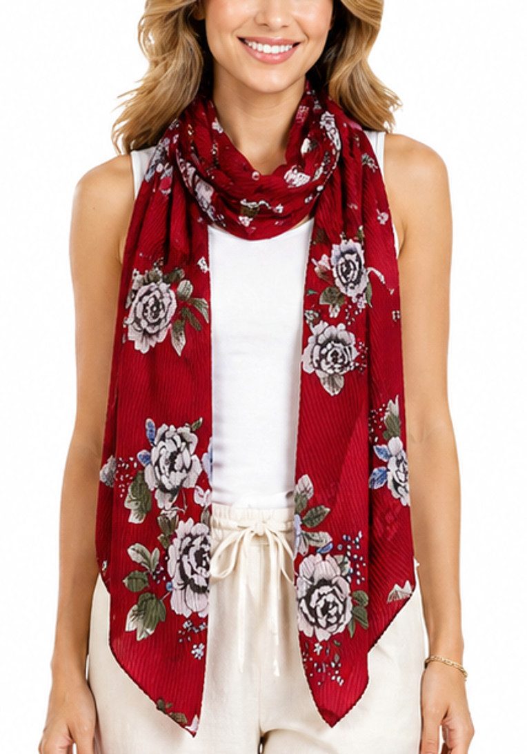 dy_mode Halstuch Damen Schal Blumenmuster Leichtes Halstuch Frühlingsschal, Crinkle-Optik, Blumenmuster