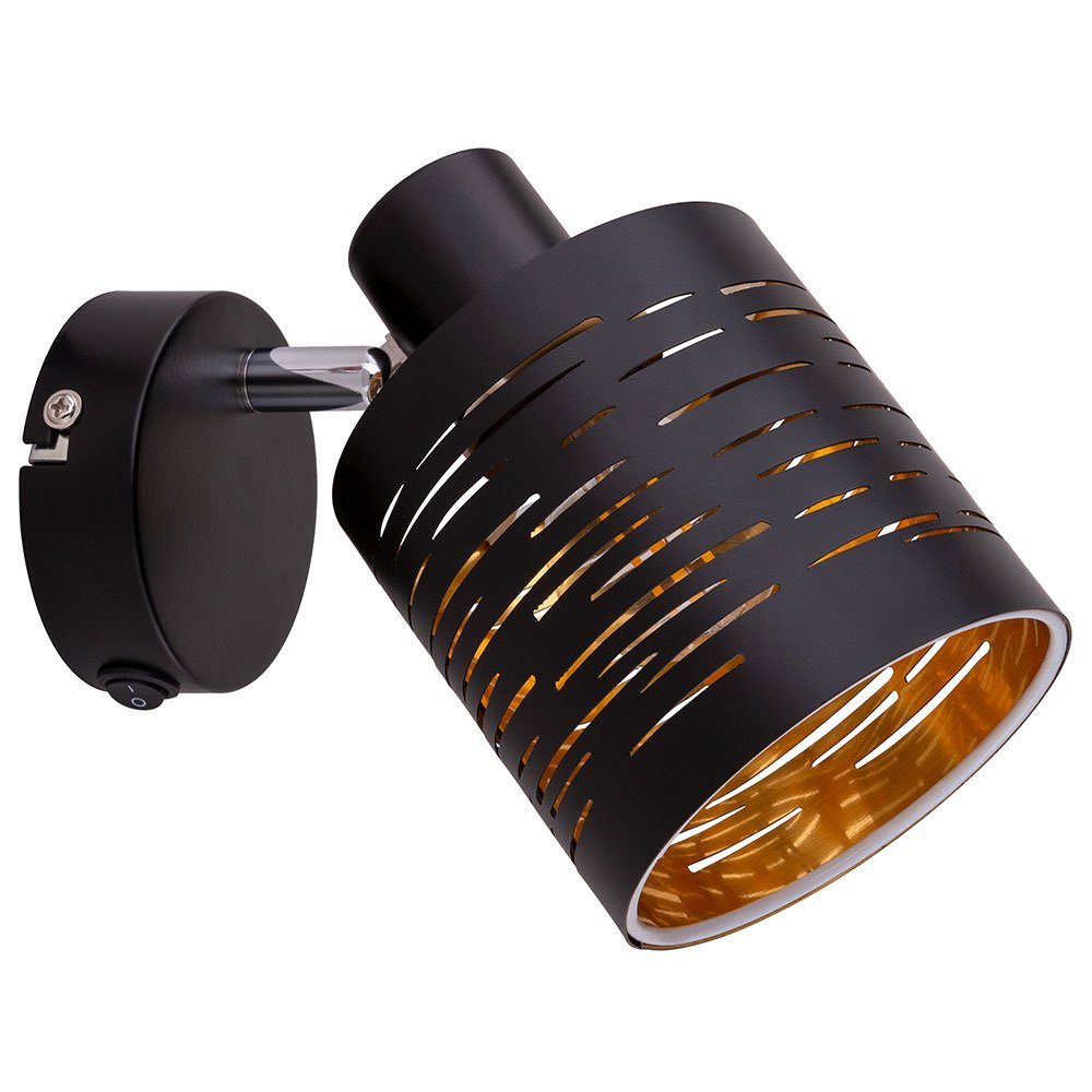 GLOBO LIGHTING Tischleuchte, Leuchtmittel nicht inklusive, Wandleuchte Schwarz Wandlampe Gold Strahler Schlafzimmer mit