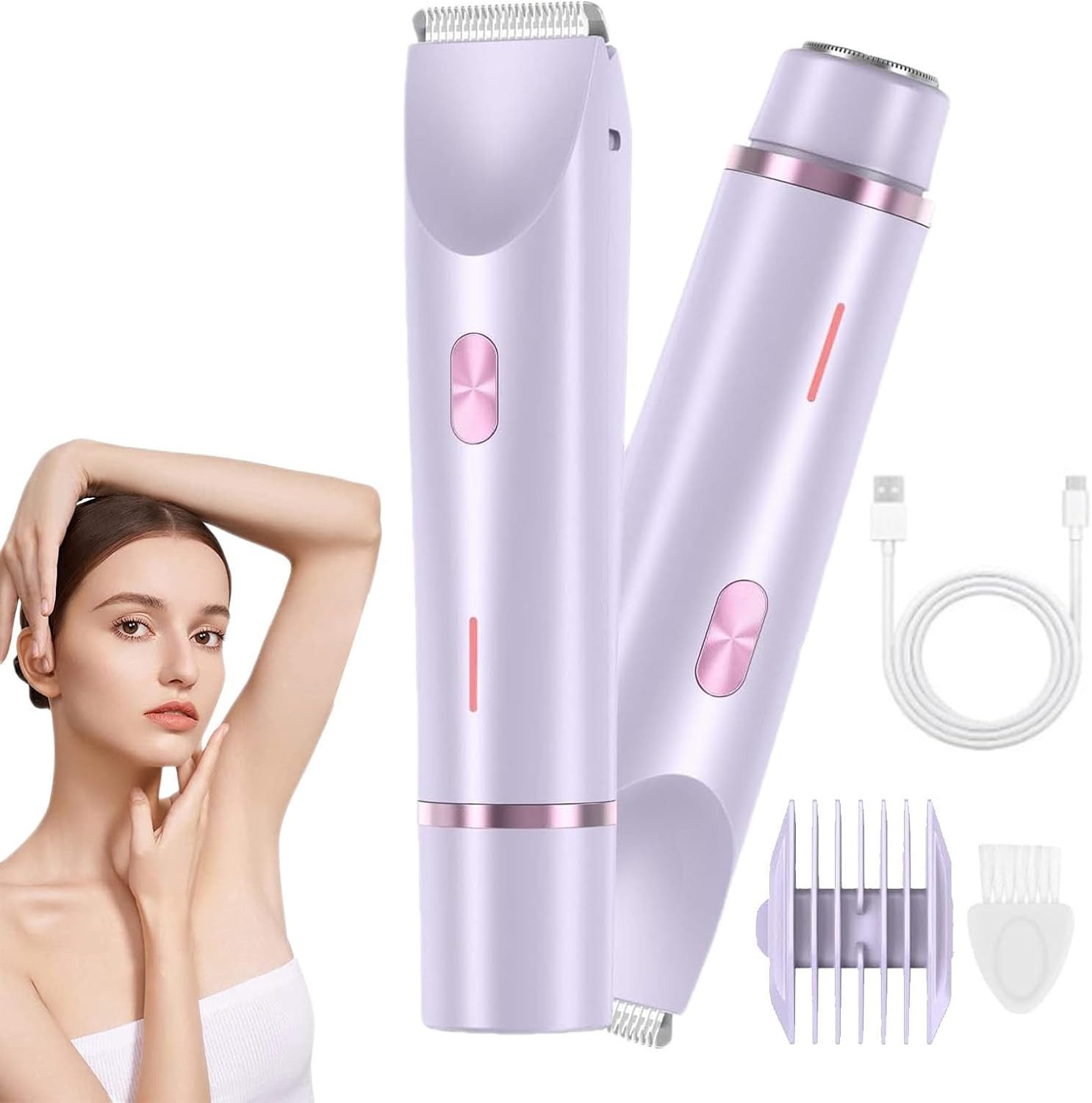 FELIXLEO HPL-Haarentferner 2-in-1 Damen Körperrasierer Haartrimmer Wasserdicht Bikini Trimmer