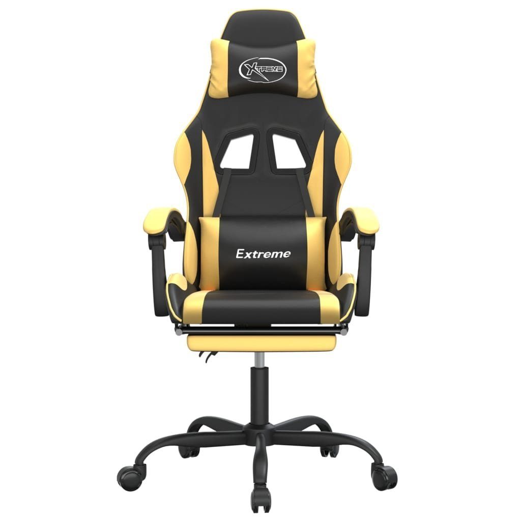 vidaXL Bürostuhl Gaming-Stuhl mit Fußstütze Kunstleder Schwarz und Golden