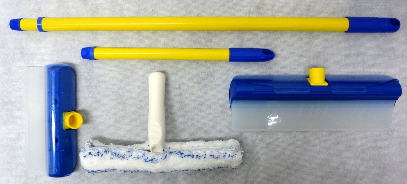 Aqua Blade Reinigungs-Set AquaBlade Set Nr. 2, Wischer-Set mit Einwascher & Teleskopstange