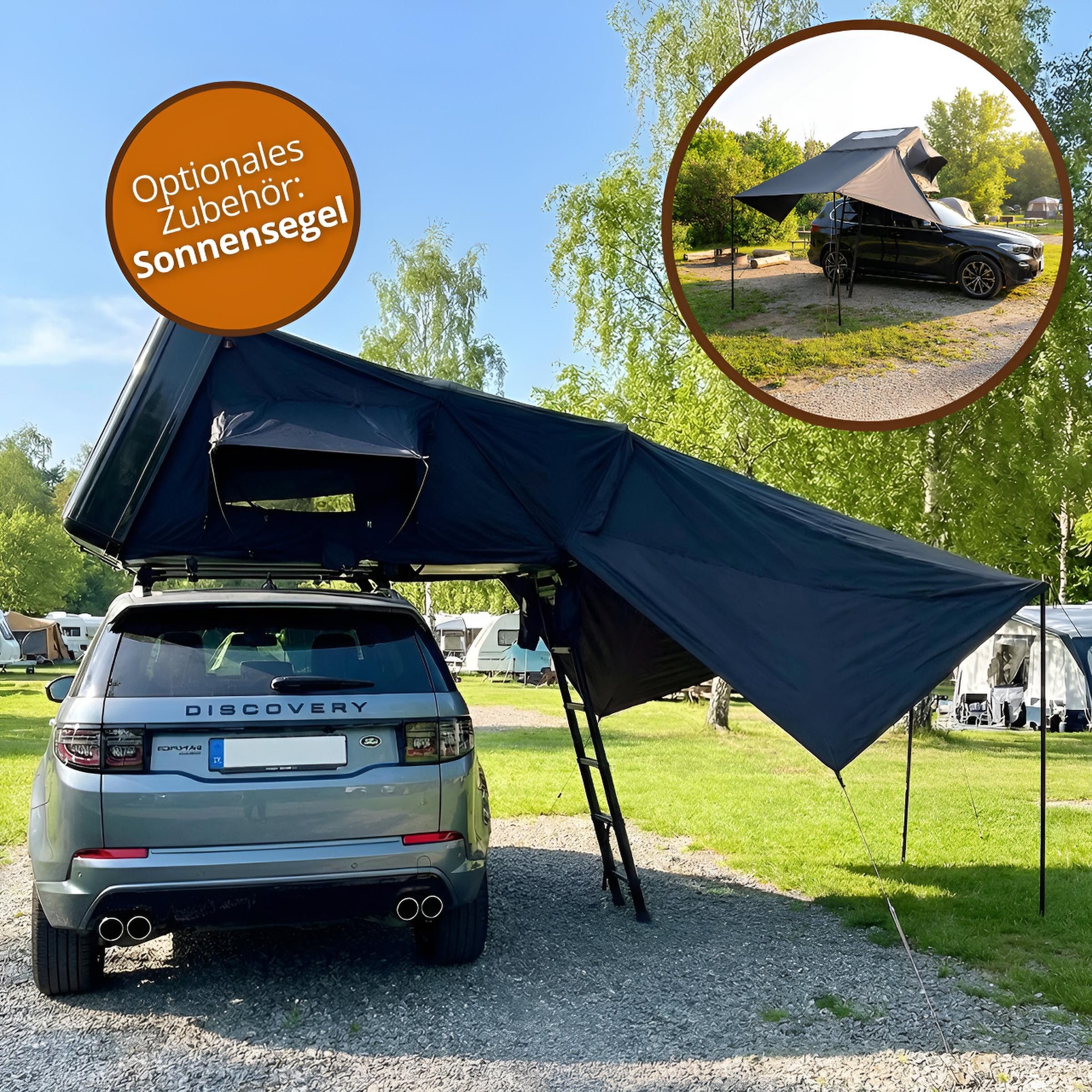 TZIpower Dachzelt Dachzelt Autodachzelt Aluminium Case 2 Größen 5 Personen Schwarz LED, Personen: 5