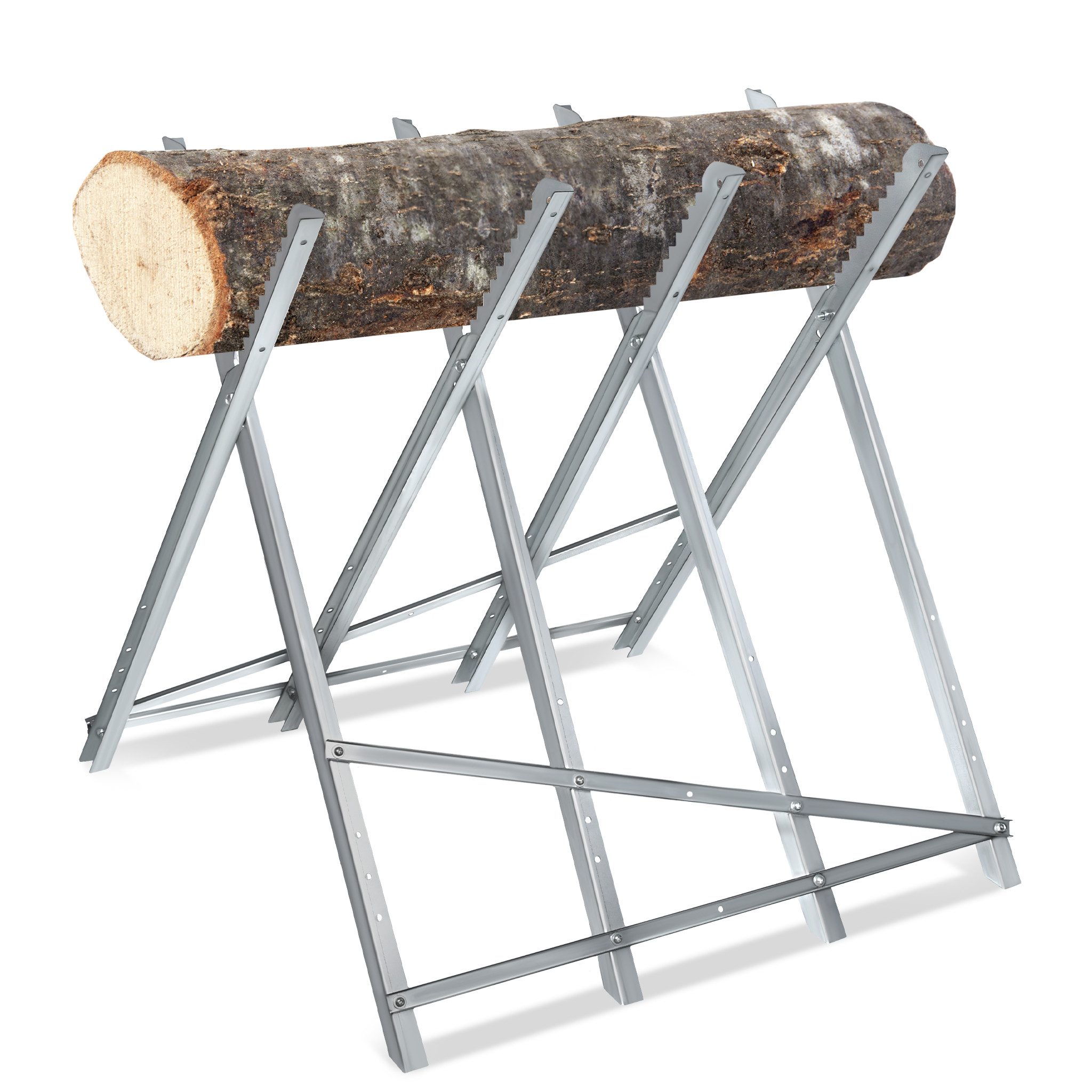 FIVMEN Sägebock Metall Holzsägebock Sägehilfe Brennholz Sägegestell Kettensägebock, Für Kettensäge, Stahl-Holzständer Wetterfest 150kg Belastbarkeit