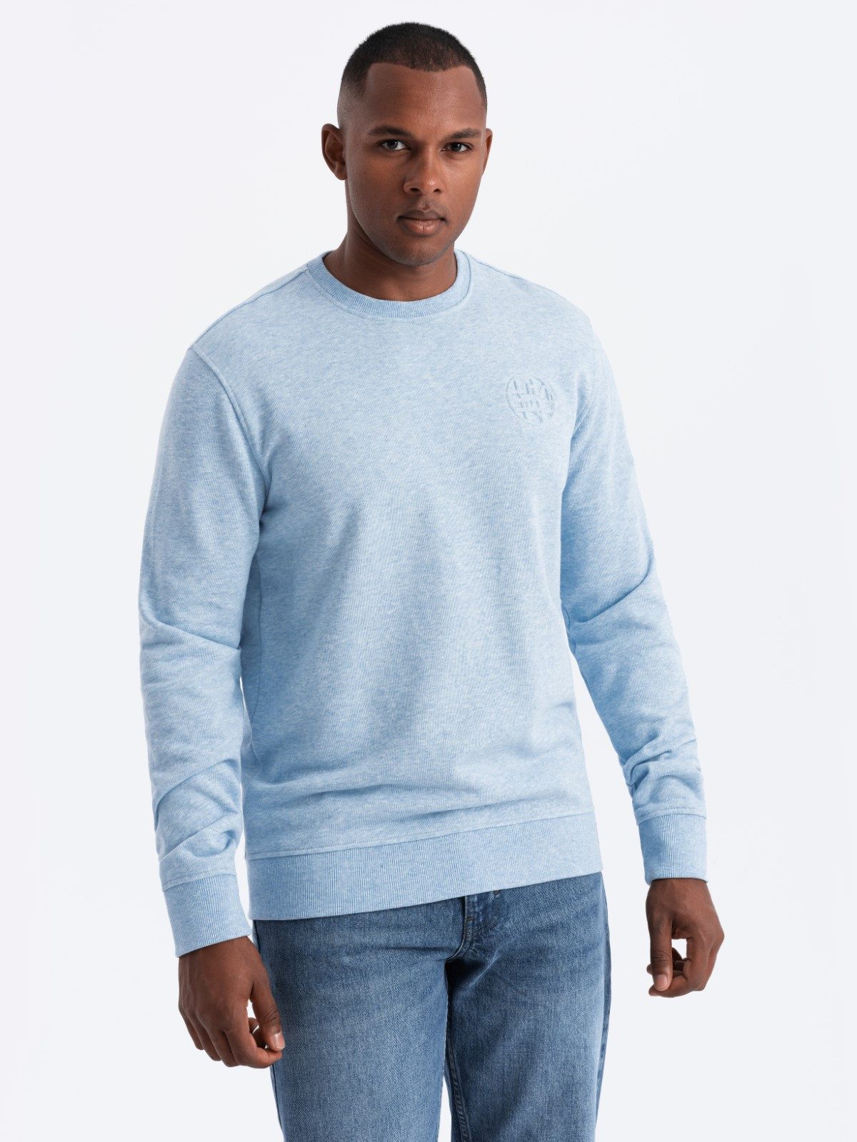 OMBRE Sweatshirt Herren Sweatshirt aus Melange mit gesticktem Logo