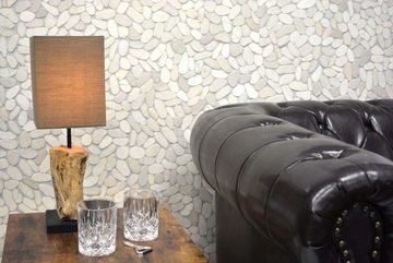 Mosani Mosaikfliesen Flußkiesel geschnitten creme hellbeige Duschtasse Wand Küche Bad