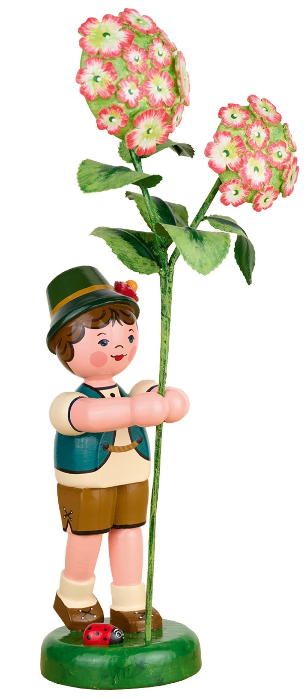 Hubrig Volkskunst GmbH Sammelfigur Blumenkind Junge mit Hortensie, Höhe 24cm, handbemalt