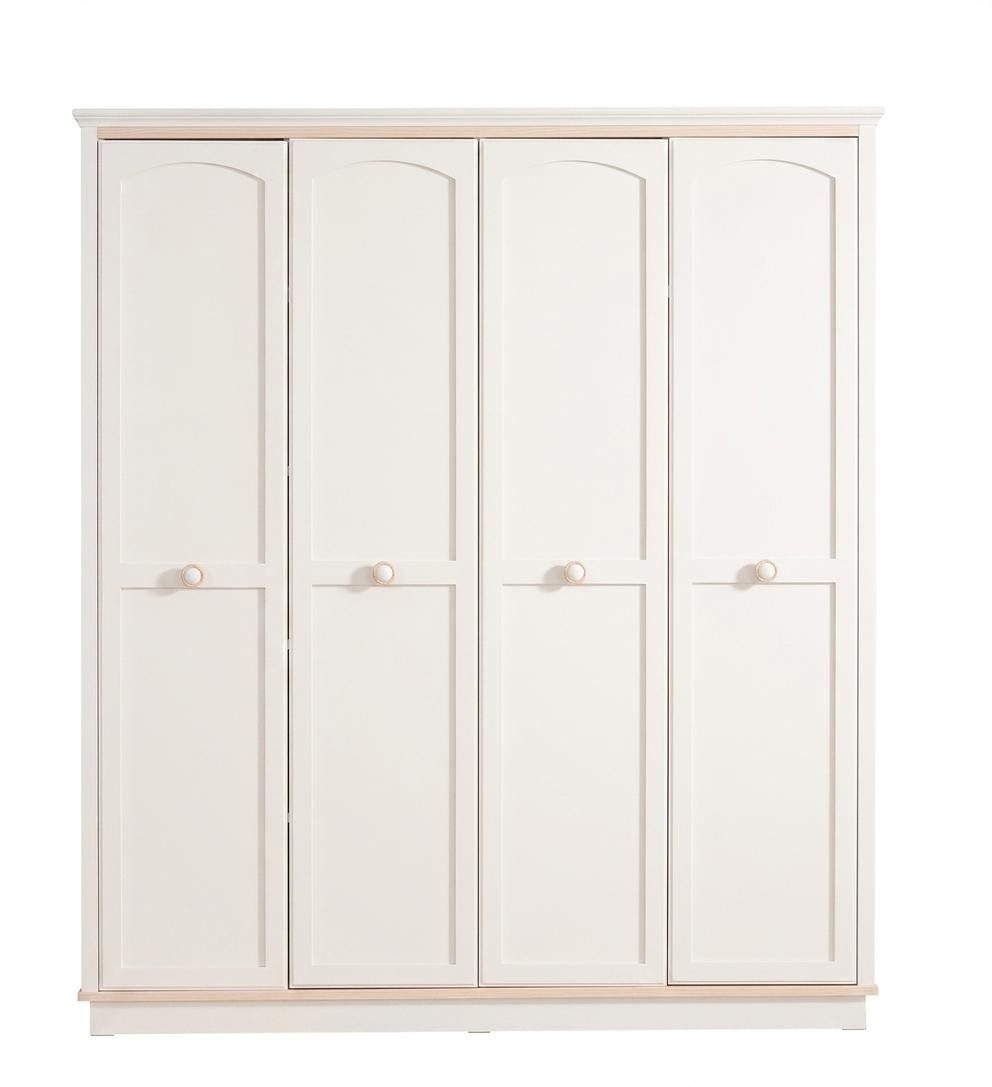 Xlmoebel Kleiderschrank Moderner weißer 4-türiger Kleiderschrank für das Jugendzimmer