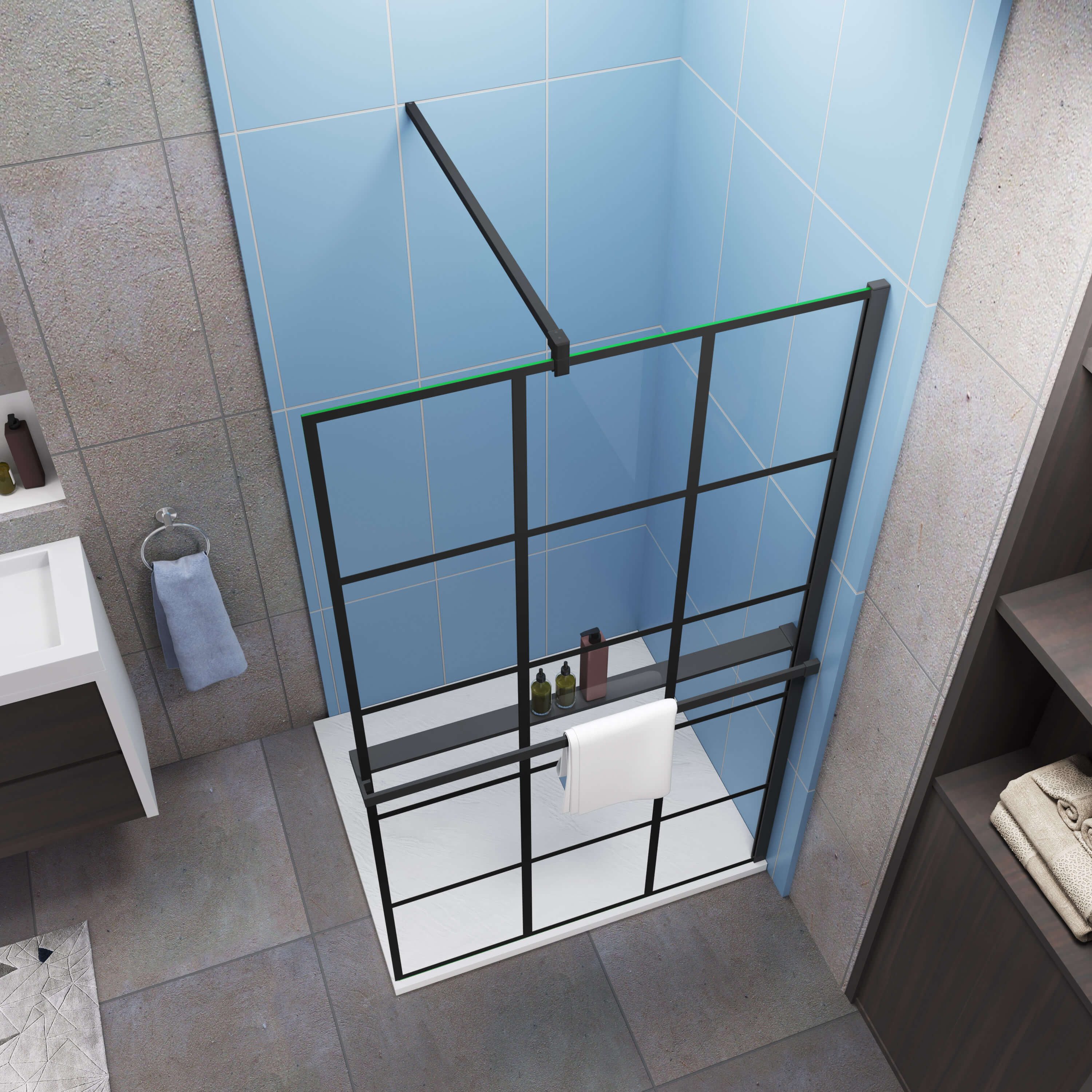 Duschparadies Walk-in-Dusche 200cm 8mm ESG Sicherheitsglas schwarz Stabilst günstig online kaufen