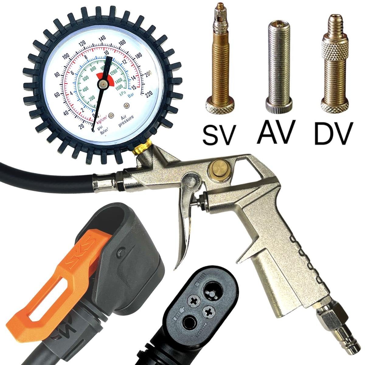 Fantic26 Fahrradpumpe Reifenfüller Luftpistole mit SKS Auto / SV Ventil  Manometer pumpe