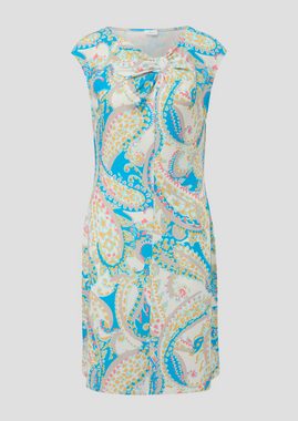 s.Oliver BLACK LABEL Minikleid Ärmelloses Kleid mit All-over-Print und Knoten-Detail