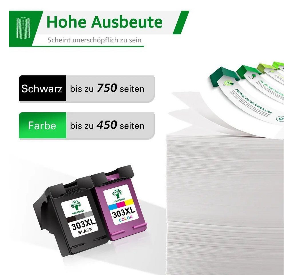 Thumbnail - Greensky 303XL Kompatibel für HP 303 XL mit Tango Envy Tintenpatrone (hp envy photo 6230 6220 7830 7134 7130 6232 patron...