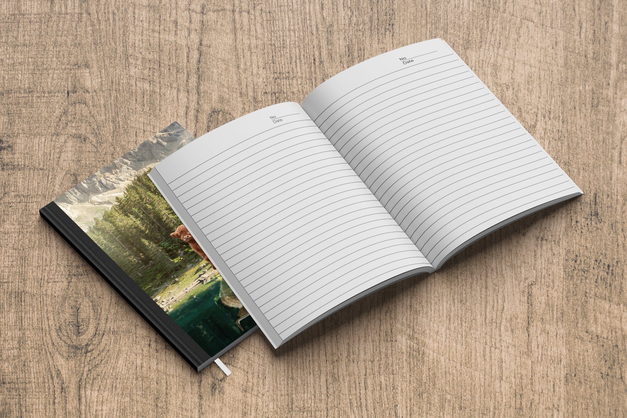 Haushaltsbuch Tagebuch, Notizheft, A5, Schottischer Journal, MuchoWow - Kalb 98 Notizbuch Seiten, Bäume, Merkzettel, Highlander -
