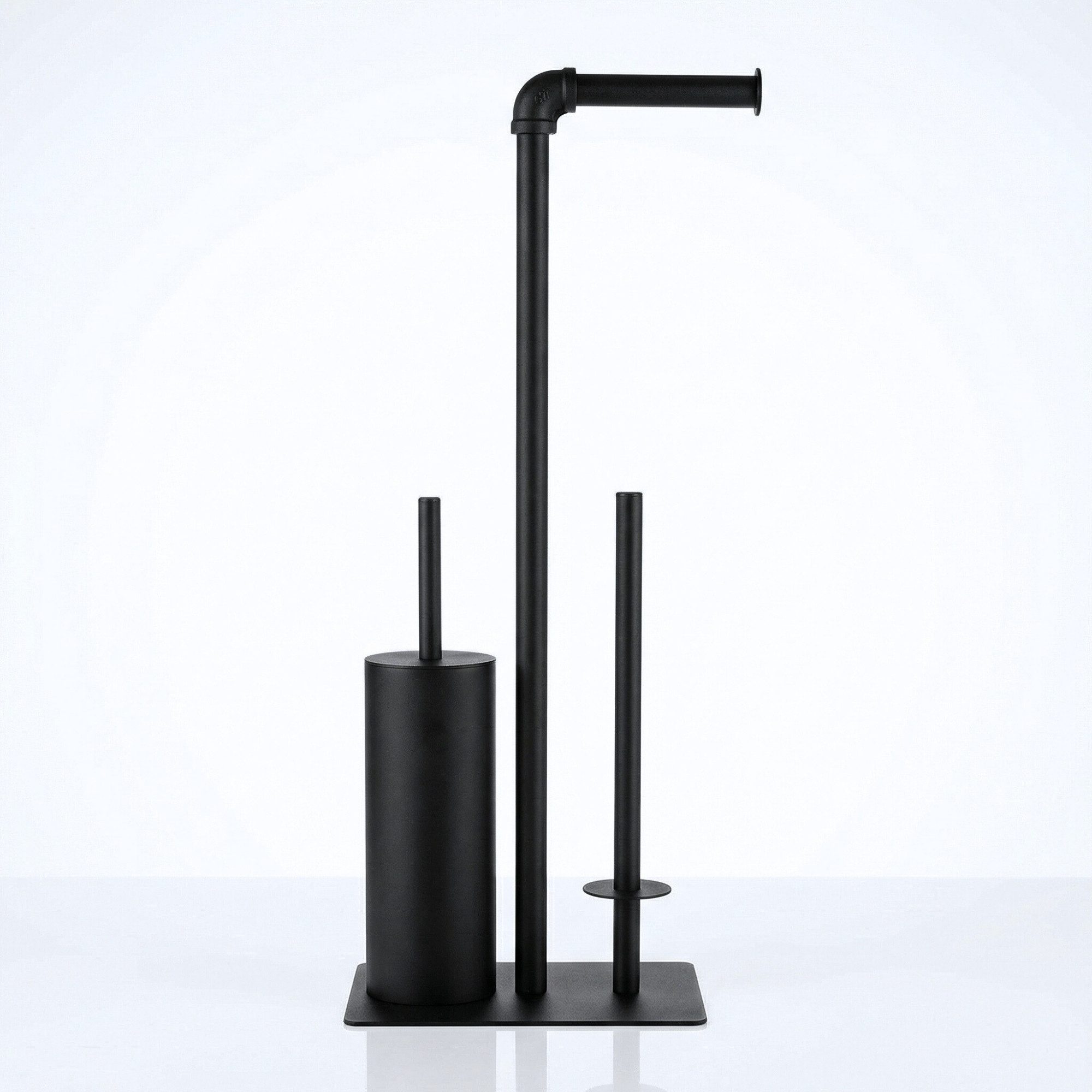 Libaro Toilettenpapierhalter stehend mit Toilettenbürste PALERMO WC Bürstengarnitur schwarz, WC Garnitur Papierrollenhalter Toilettenbürste Metall matt
