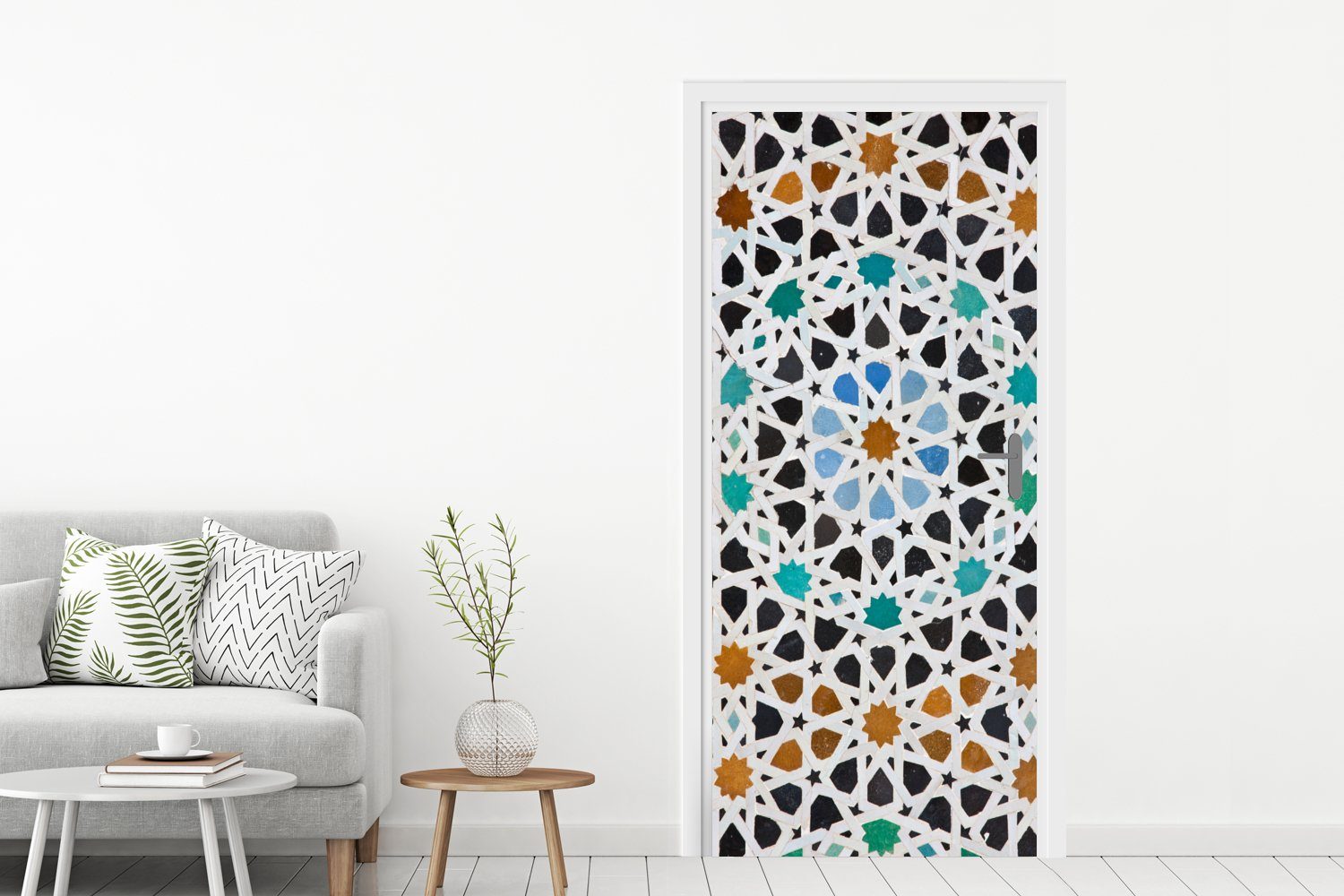 marokkanisches für Mosaikdetail, bedruckt, MuchoWow Türtapete Matt, 75x205 cm Tür, (1 St), Fototapete Türaufkleber, Ein