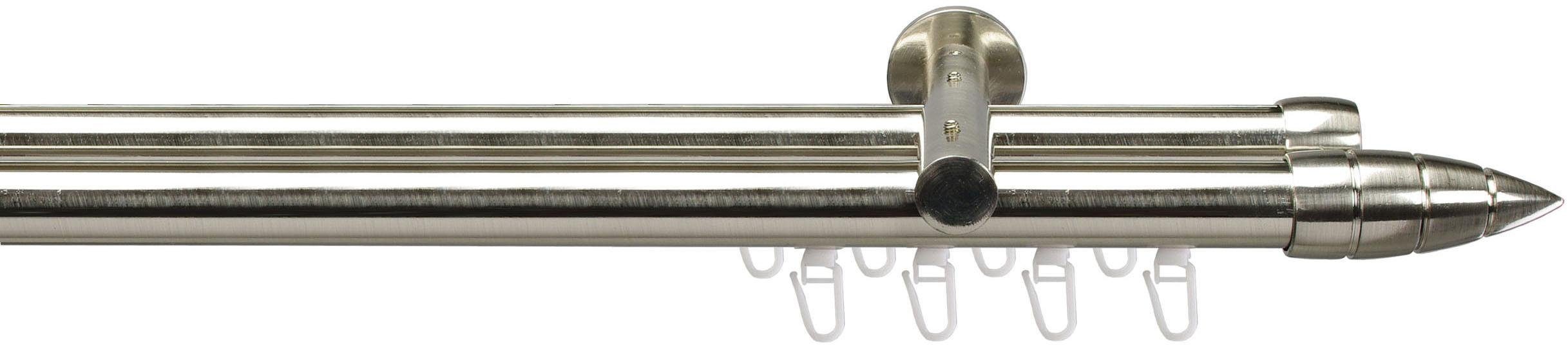 Liedeco Gardinenstange Menorca edelstahl-optik, Ø 20 mm, 2-läufig, Fixmaß, verschraubt, Metall