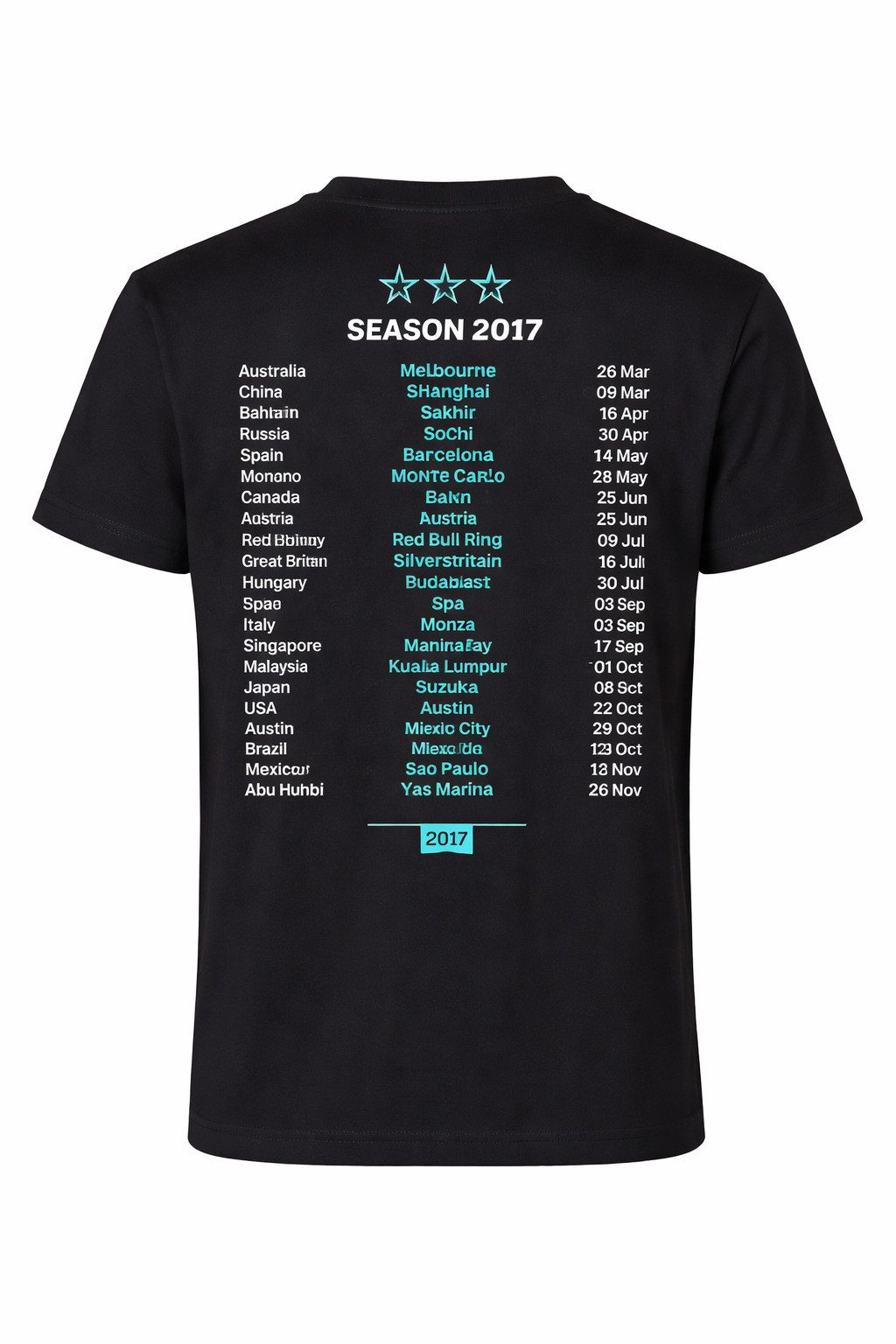 Mercedes AMG Petronas T-Shirt Herren 100% Baumwolle Formel Eins Weltmeister 2017 schwarz Gr. S aus Baumwolle mit lizenziertem Print mit Lizennummer – Bild 5 von 5