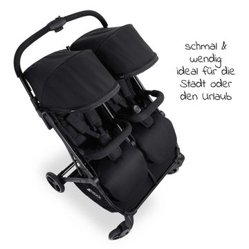 Hauck Zwillingsbuggy Swift X Duo - Black, Geschwister Buggy Zwillingsbuggy Einhändig Faltbar Kompakt faltbar