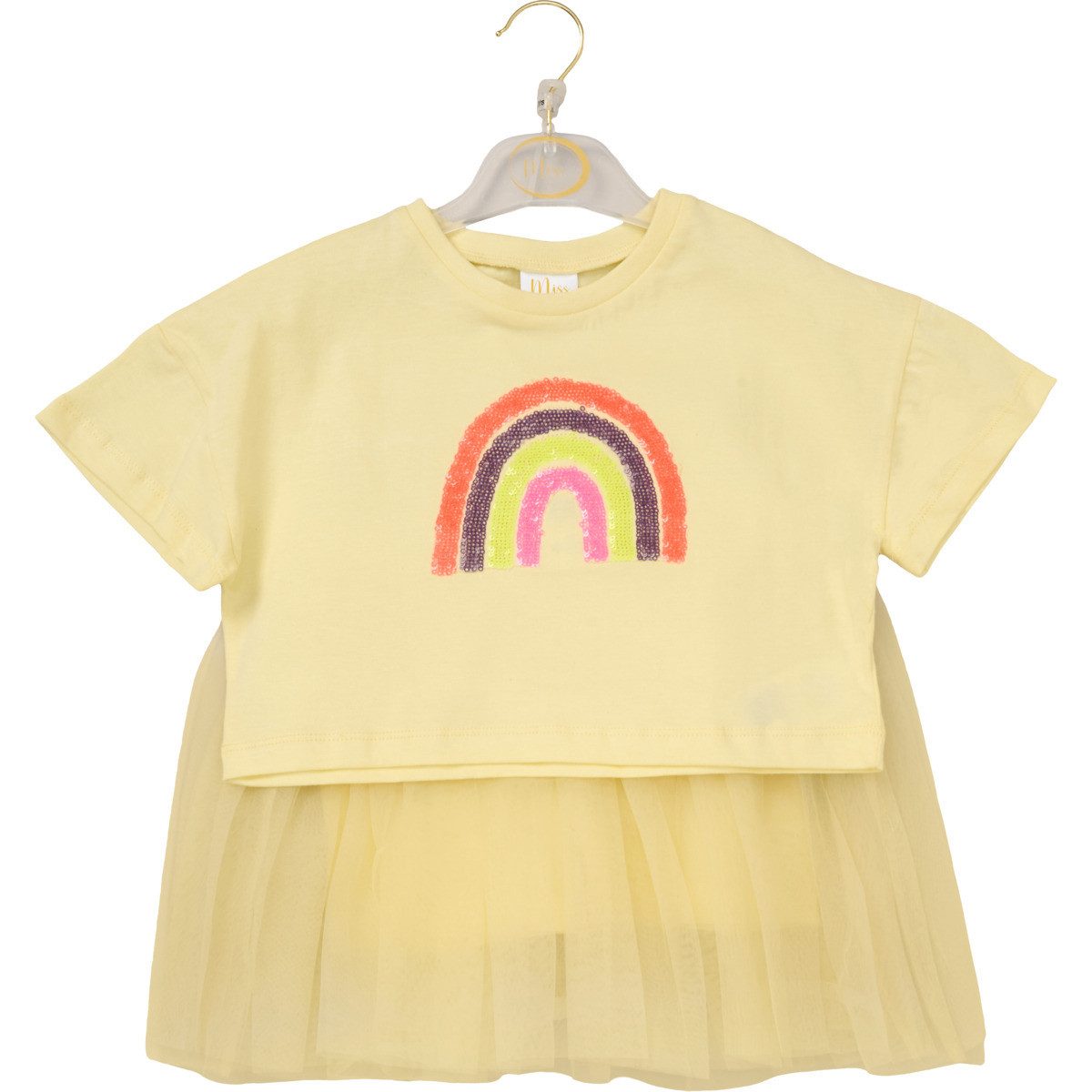 Miss Shirt & Rock Regenbogen Mädchen, Unisex Kinder (2-tlg) Kinderset, Kinder Outfit, Kinder T-Shirt, Kinderrock, Zweiteiler