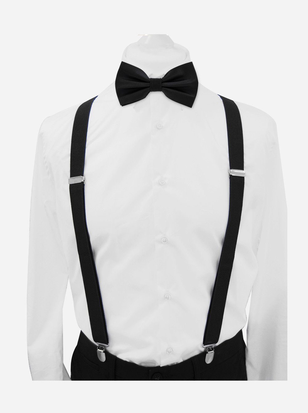 axy Hosenträger Herren Hosenträger mit Fliege Set (2-St., 2er Set) 4 Stabile Clips X-Form 2,5cm Breit verstellbar und elastisch