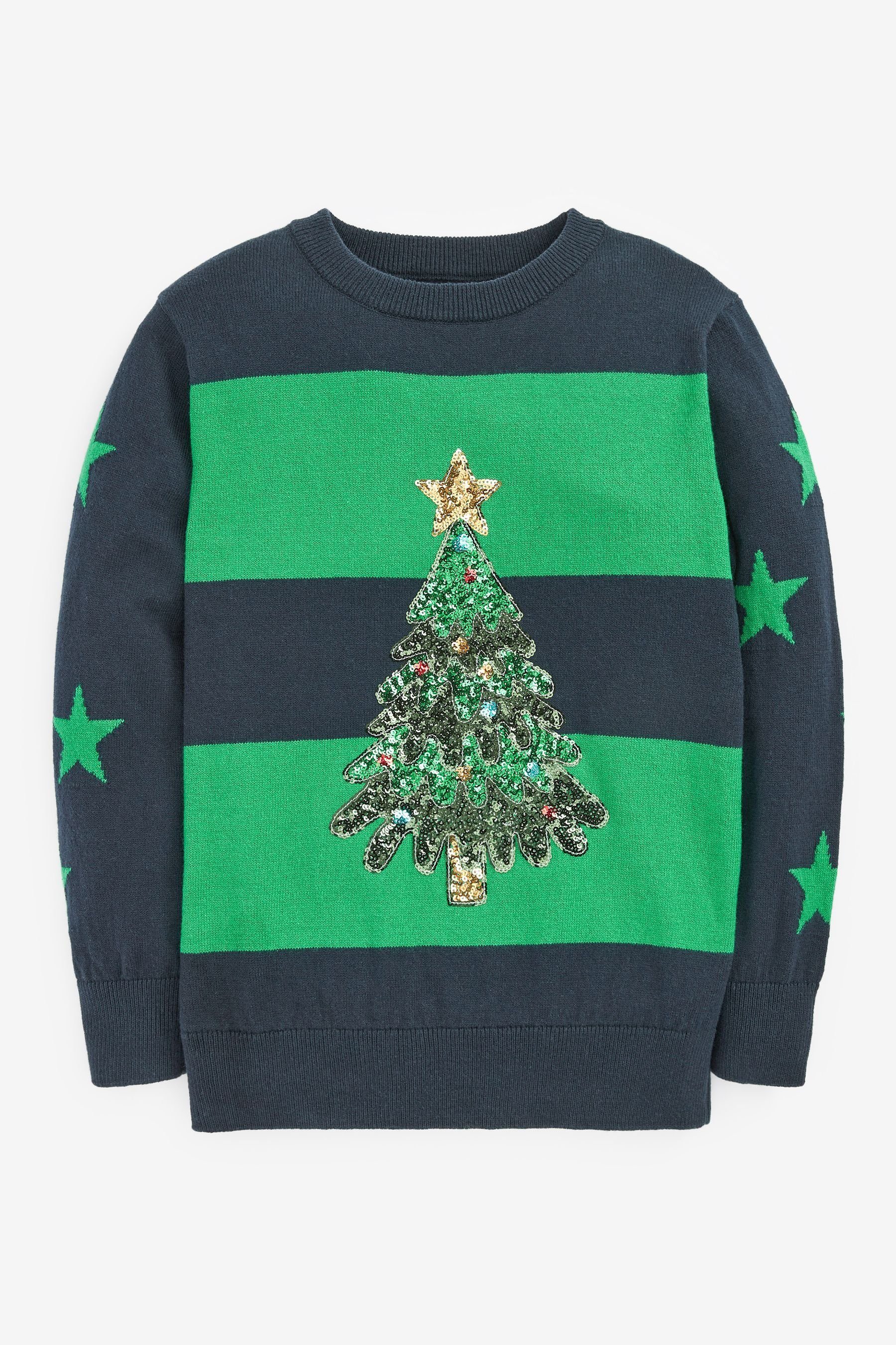 Next Strickpullover Pullover mit Weihnachtsbaummotiv aus Pailletten (1-tlg)