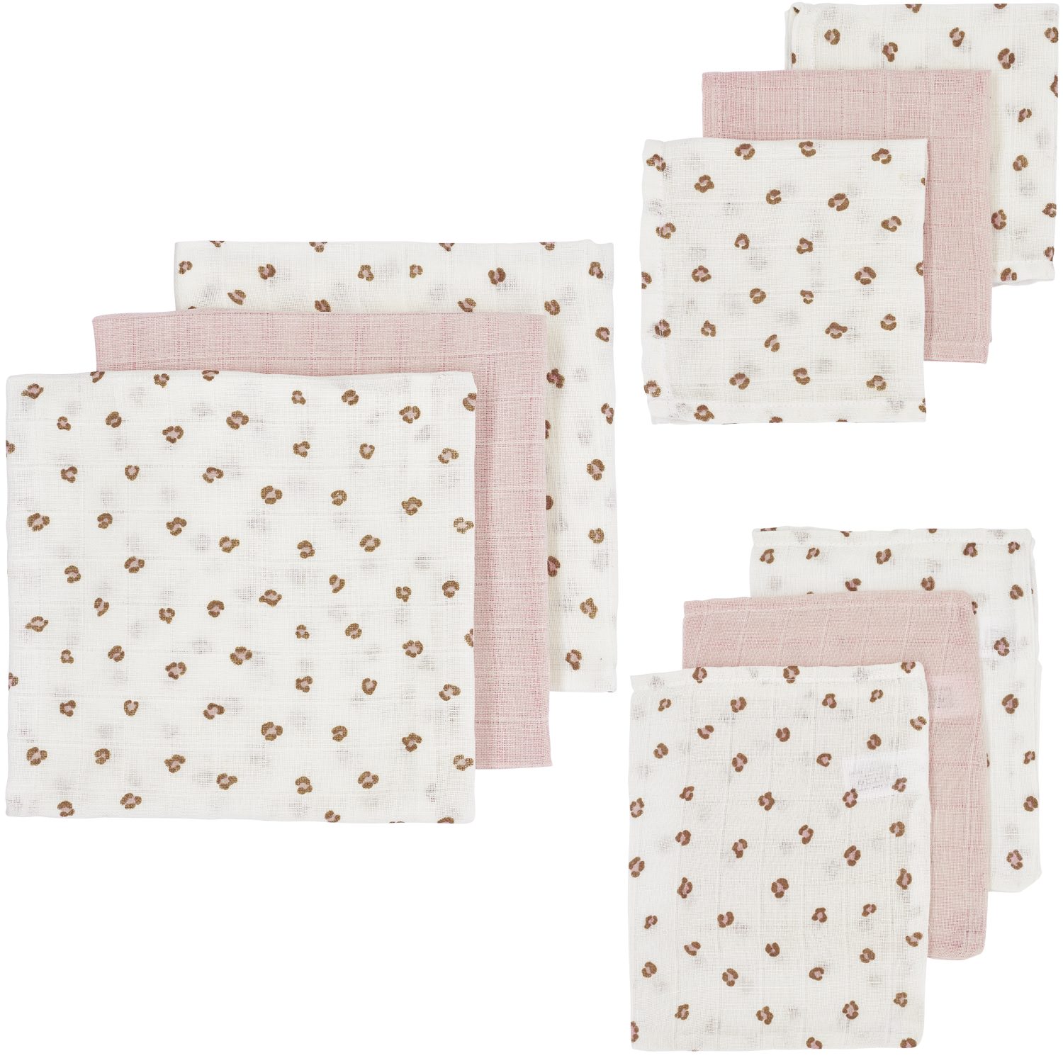 Meyco Baby Stoffwindeln Mini Panther Soft Pink (100% Baumwolle, 9-St), Starterset - 9-Pack