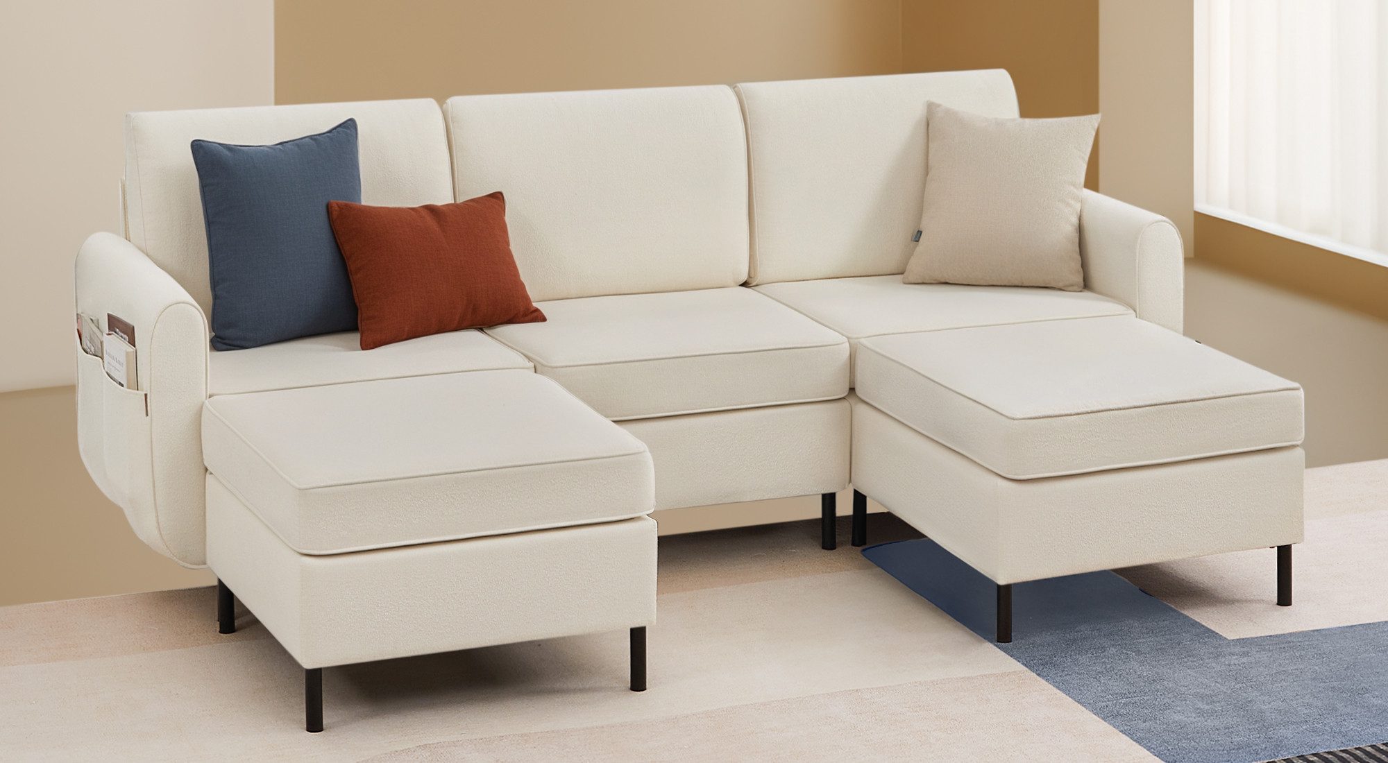 VASAGLE Ecksofa, 5 Teile, Modulares Sofa, günstig online kaufen