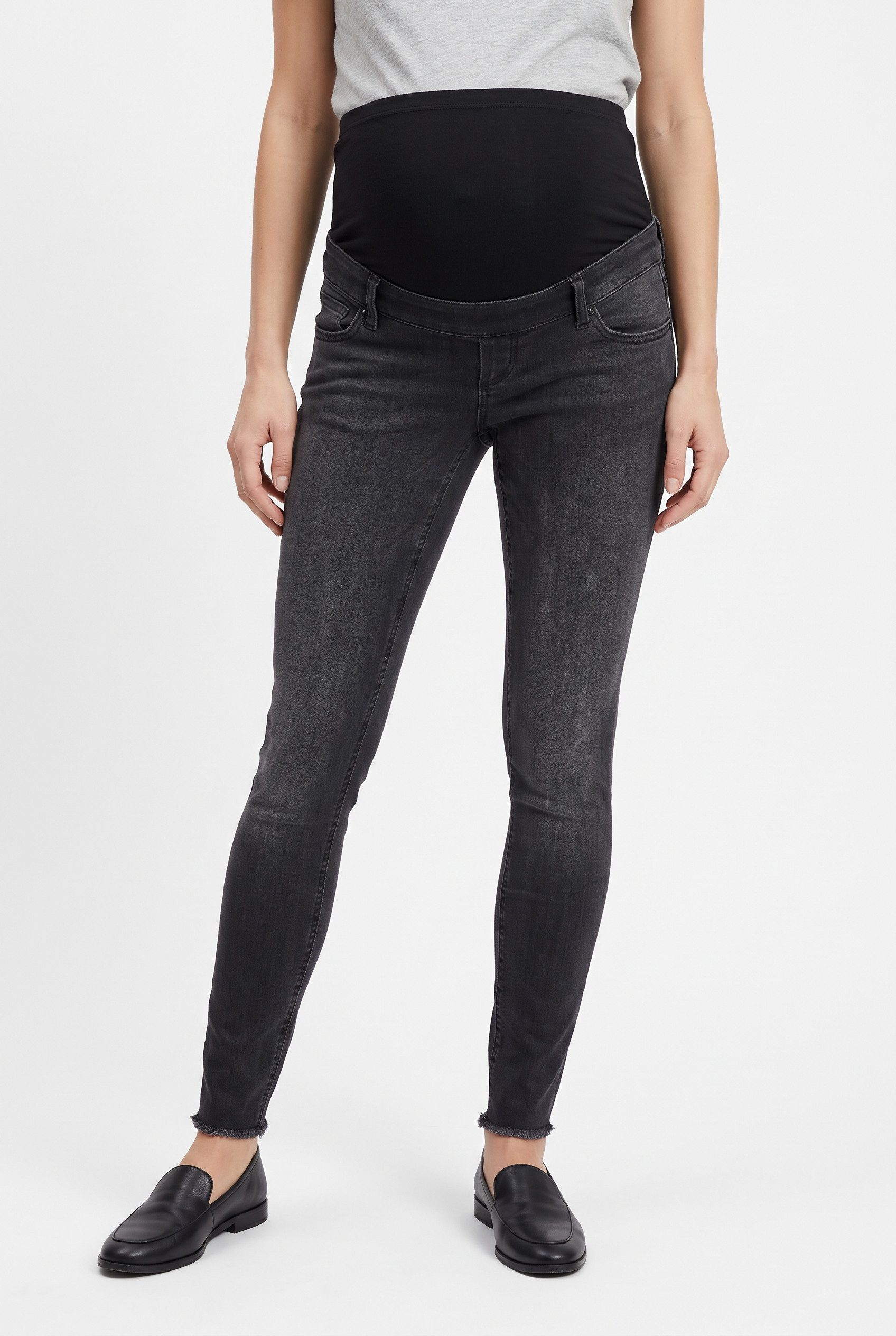 ONLY MATERNITY Umstandsjeans OLMBLUSH MID SK ANK RW DNM REABOX NOOS mit Destroyed Effekt