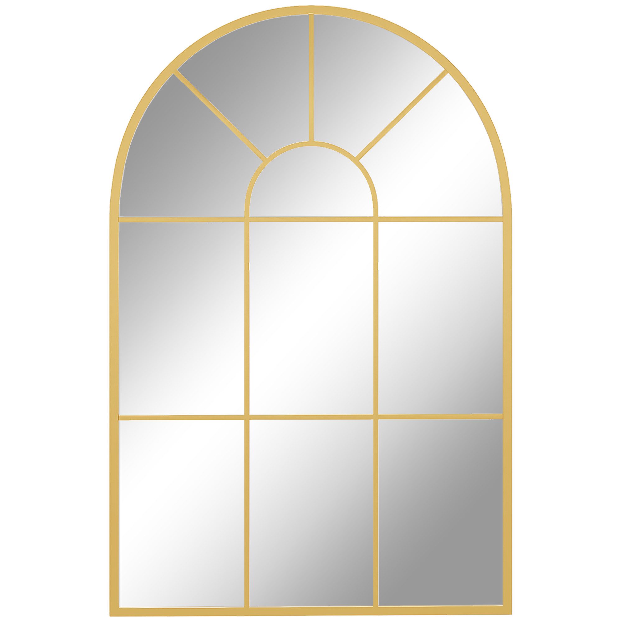 HOMCOM Wandspiegel Hängespiegel Flurspiegel mit Metallrahmen für Schlafzimmer (Fensterspiegel, 1-St., Spiegel), Gold 91 cm x 60 cm x 2 cm – Bild 2 von 5