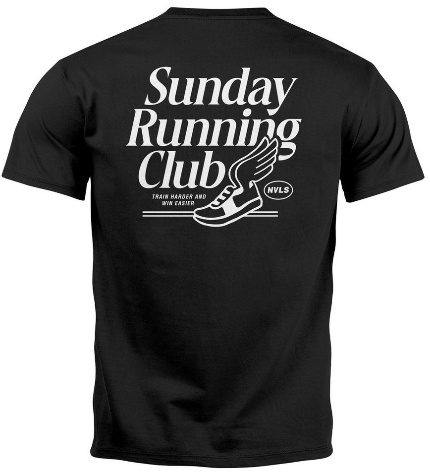 Neverless Print-Shirt Herren T-Shirt Backprint Sport Laufen Joggen Grafik Sunday Running mit Print