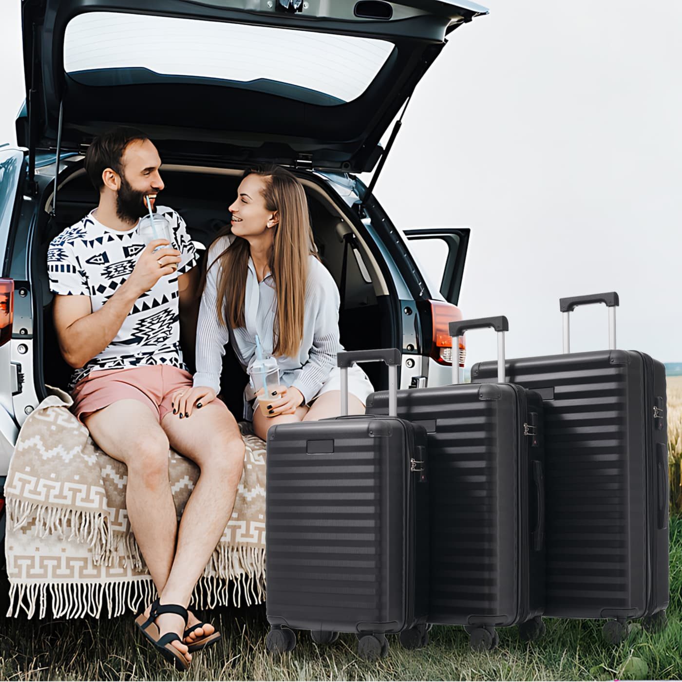 autolock Koffer Hartschalen-Kofferset,3er Kofferset–ABS-Material,TSA-Schlos günstig online kaufen