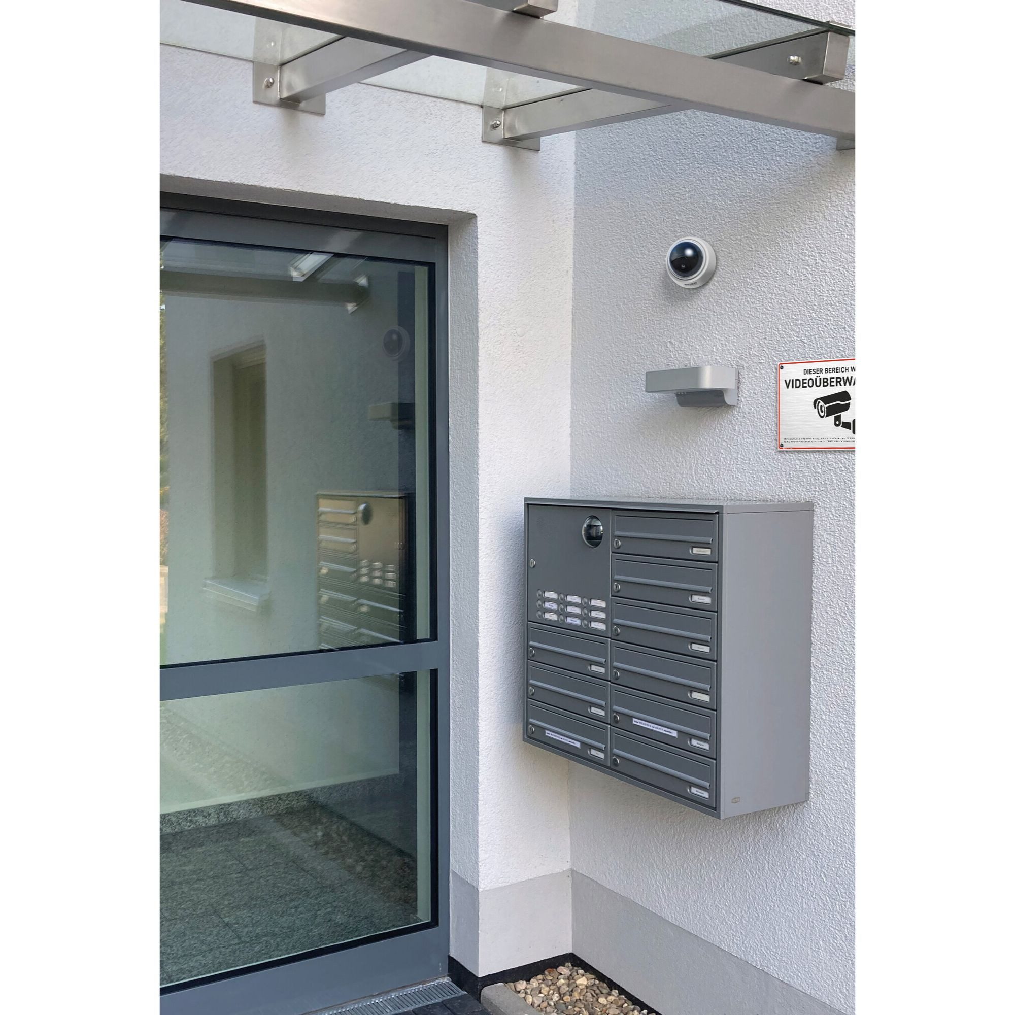 BASI Überwachungskamera Attrappe Dummy Kamera (Spar-Set, 2-tlg., Batteriebetrieben, nach IP 23 geprüft, mit rotem Blinklicht, 2 Stück) – Bild 4 von 5