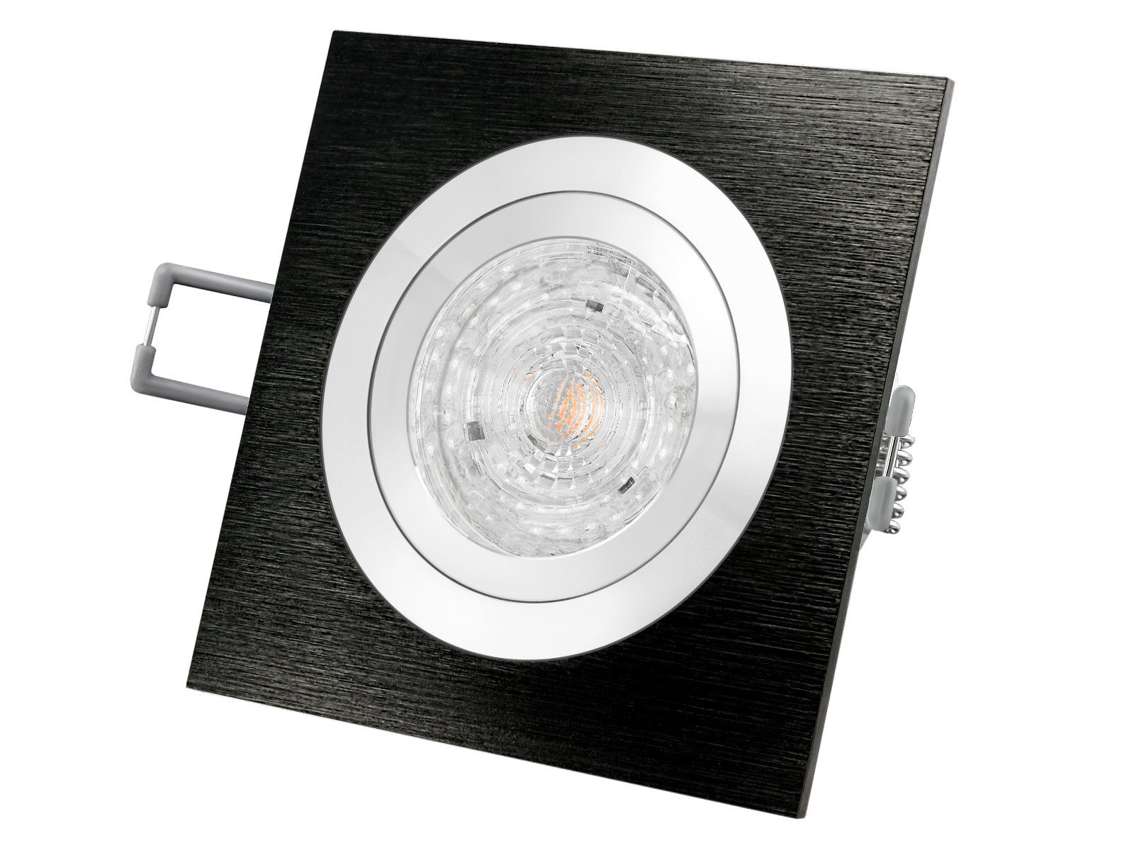 Spot schwarz LED-Einbauleuchte Neutralweiß QF-2 Einbaustrahler Alu LED 4,9W schwenkbar, SSC-LUXon neutralweiss,