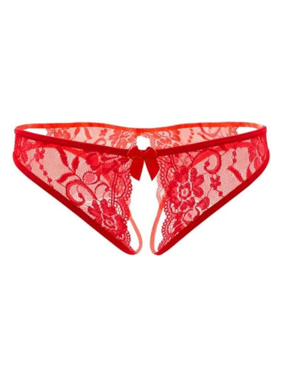 Slip-Ouvert Sexy Tanga mit offenem Schritt, erotische Spitzenunterwäsche, String