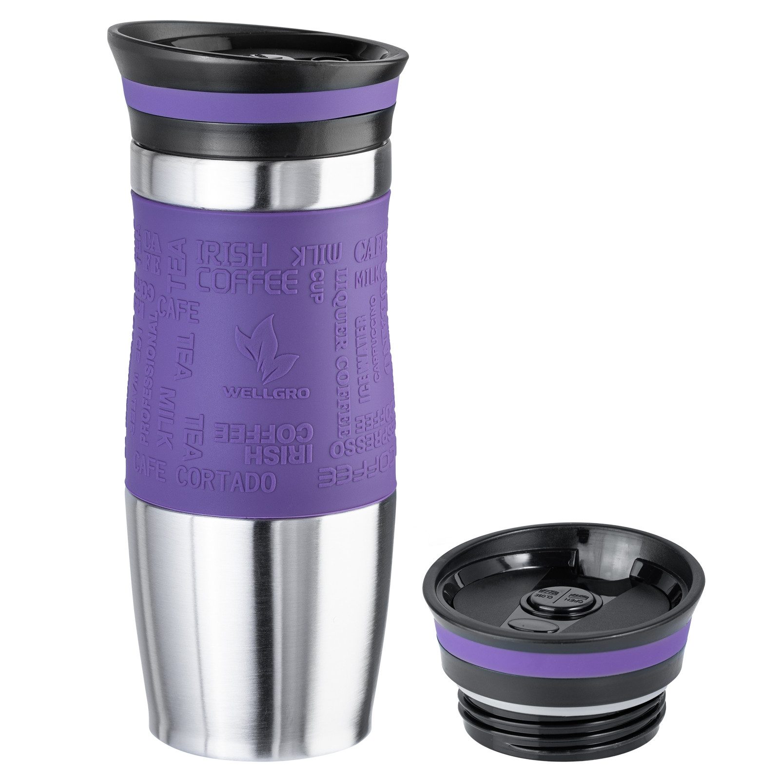 Wellgro Thermobecher Thermobecher 400 ml inklusive 1 Extradeckel