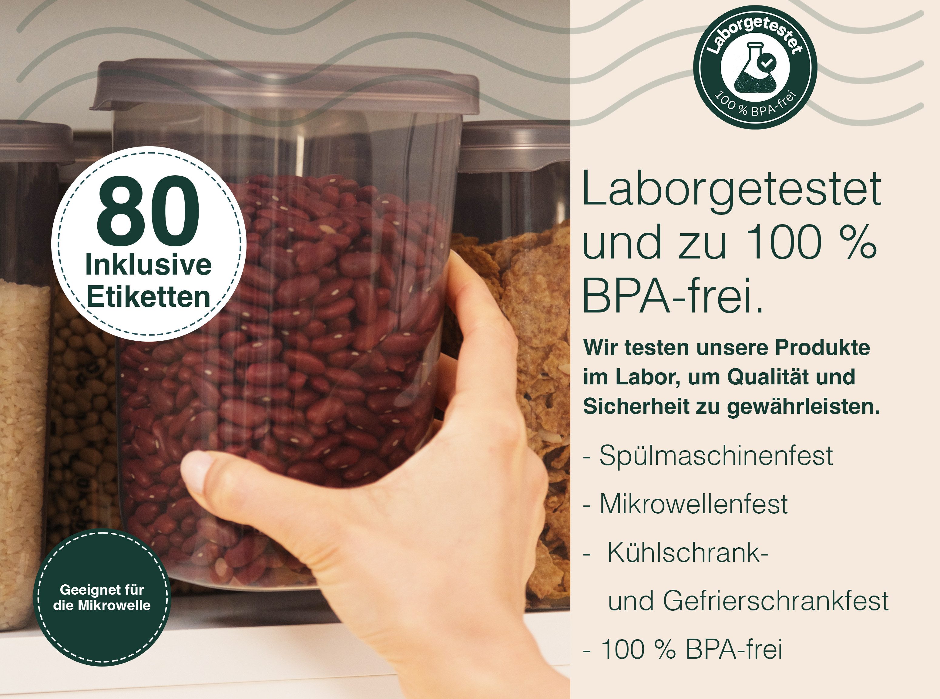 uandu home Vorratsdose Vorratsdosen mit Deckel Luftdicht, Vorratsbehälter Set, BPA Frei, (Vorratsbehälter Set, Aufbewahrungsbox Küche, BPA Frei Kunststoff, Luftdichte Aufbewahrungsbox)