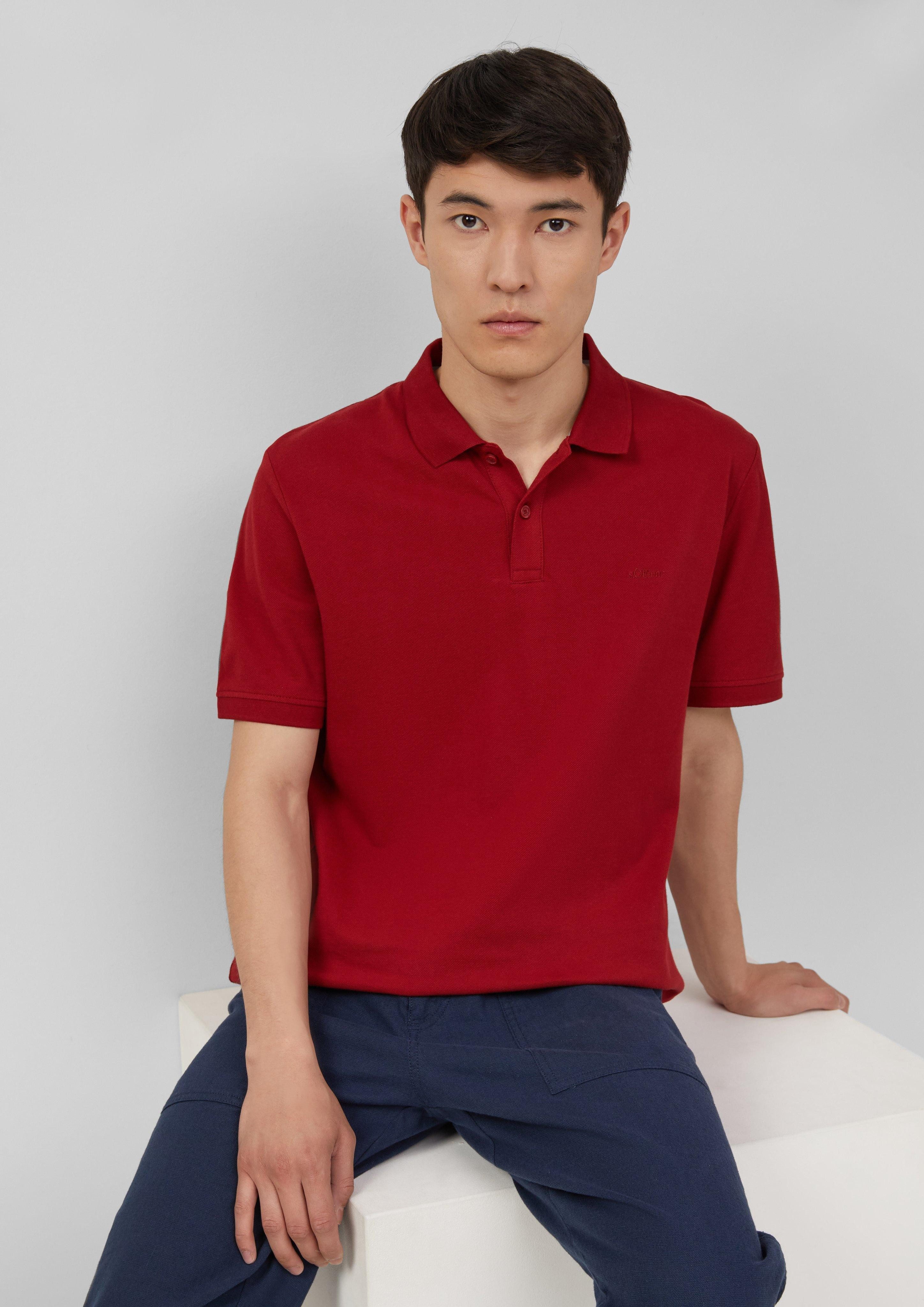 s.Oliver Kurzarmshirt Poloshirt aus Baumwollpiqué Logo günstig online kaufen