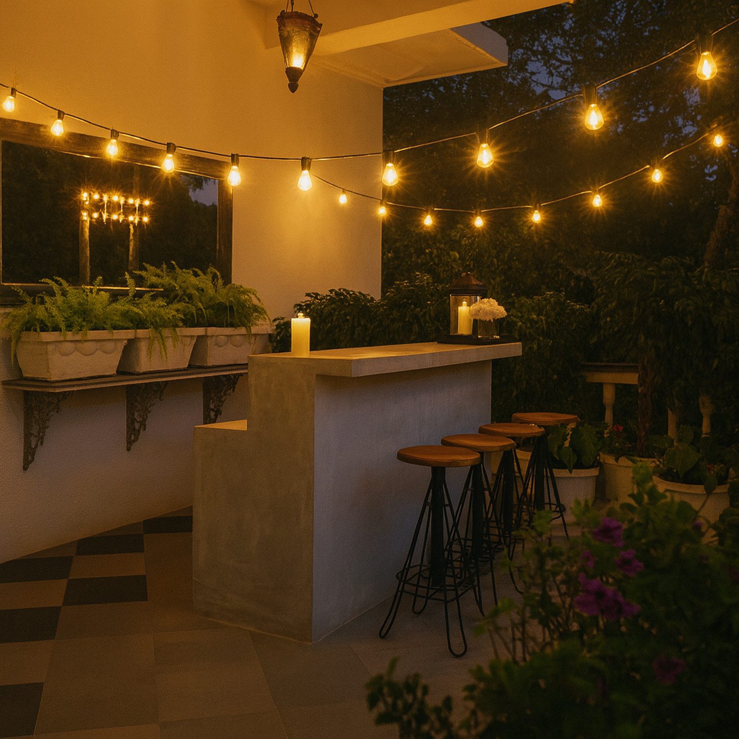 MARELIDA LED-Lichterkette LED Party Garten Lichterkette 16 Glühbirnen 4,5m für Außen Garten, 16-flammig