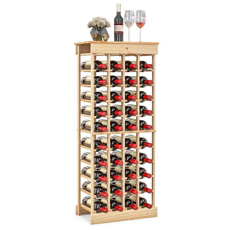 COSTWAY Weinregal, stehend, Massivholz, für 40 Flaschen, 46,5x27,5x113cm