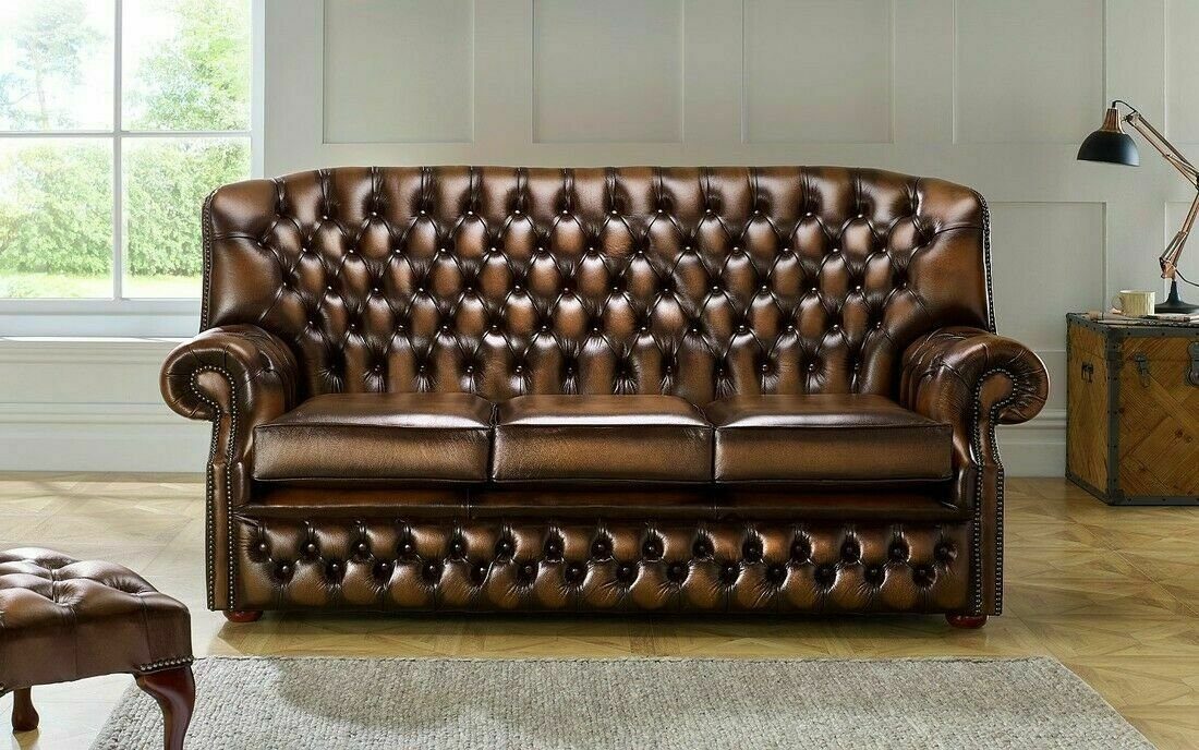 JVmoebel Chesterfield-Sofa, Klassische Leder Sofa Couch Polster 3 ...