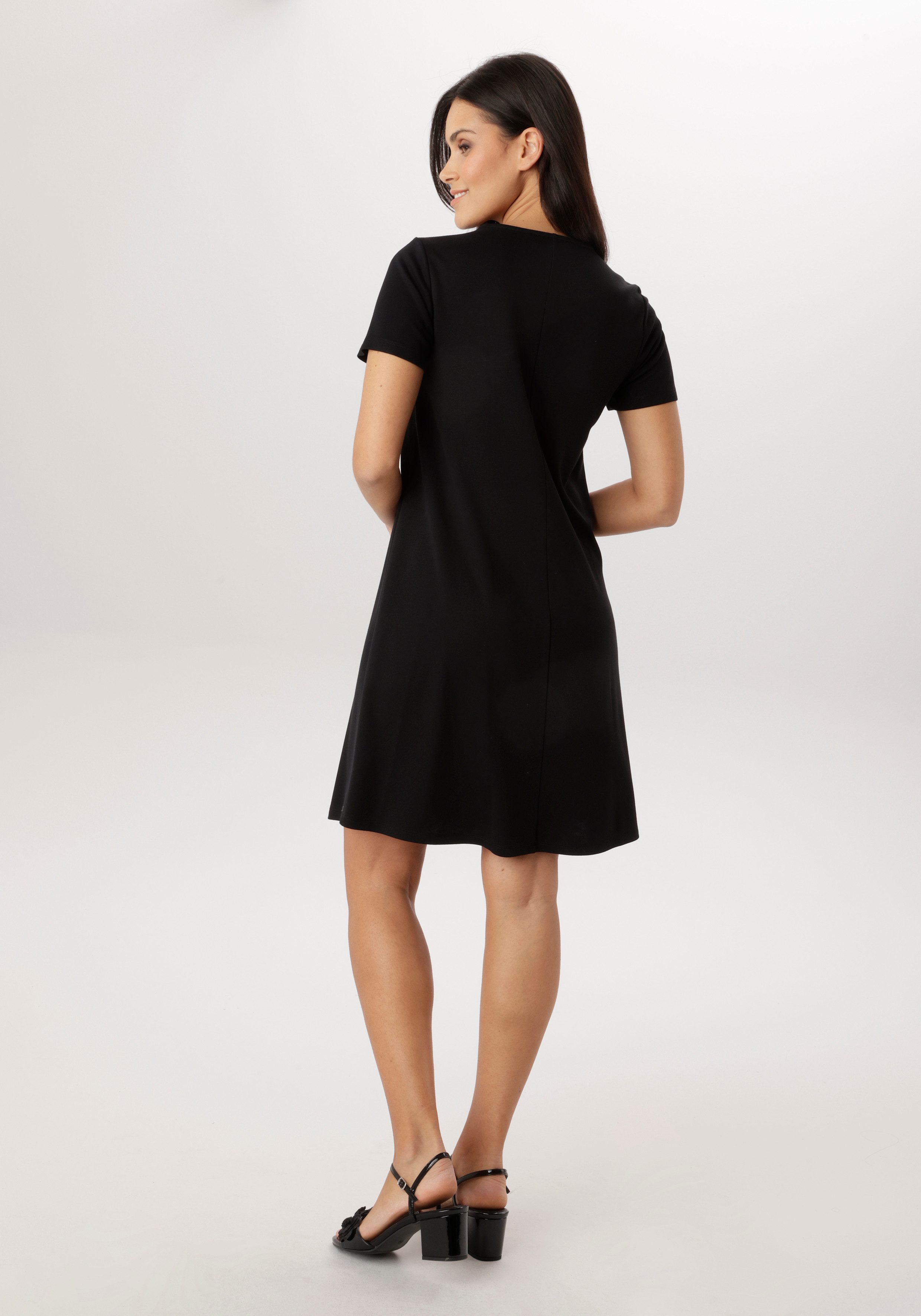 Aniston SELECTED Jerseykleid mit 3 dekorativen Goldknöpfen an der Schulter - NEUE KOLLEKTION