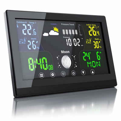 BEARWARE Wetterstation (mit Außensensor, Wetterstation mit LCD Farbdisplay / Luftdruck mit Höhenkorrektur)