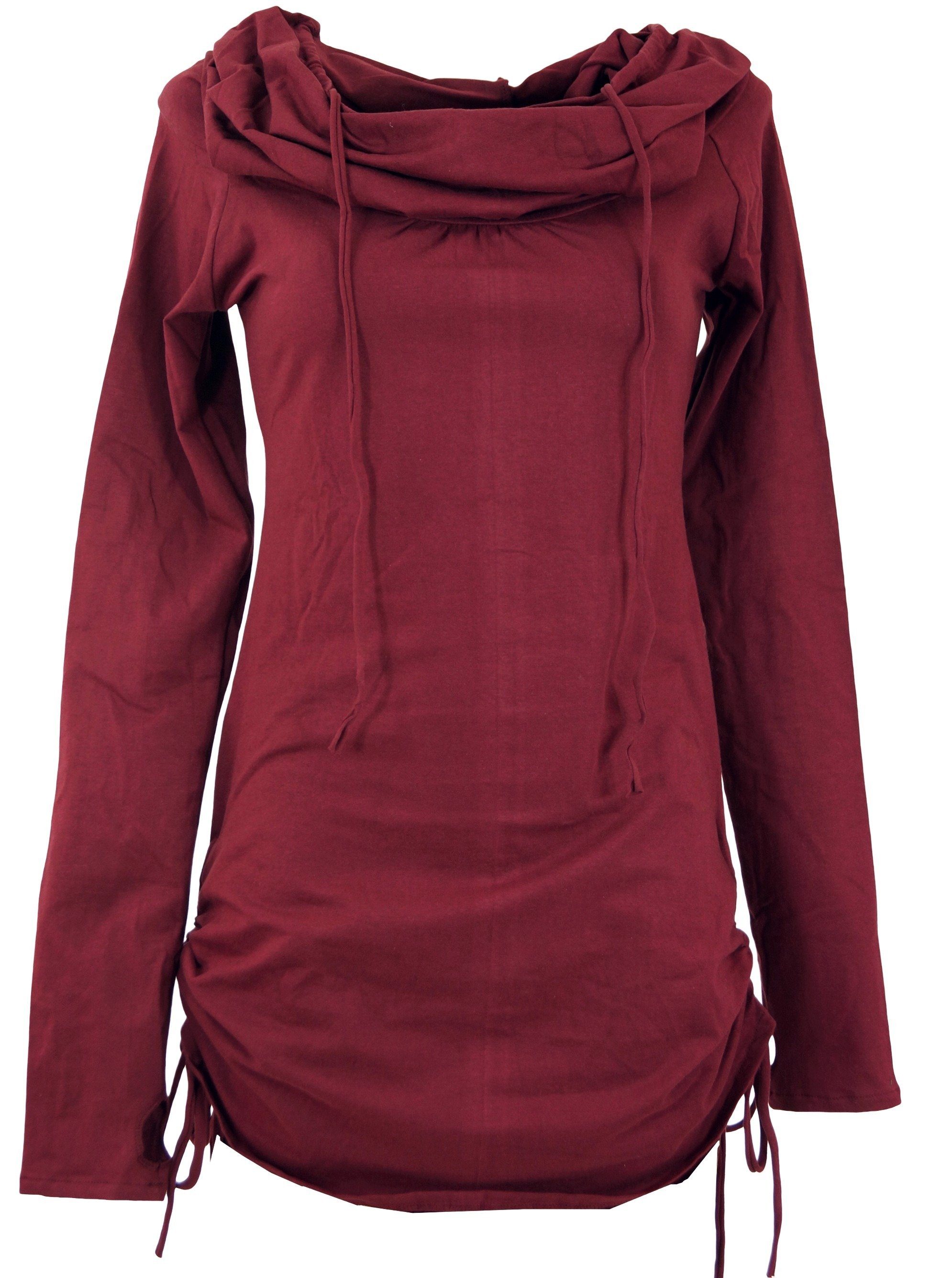 Longsleeve Longshirt, Minikleid mit weiter Schalkapuze -..