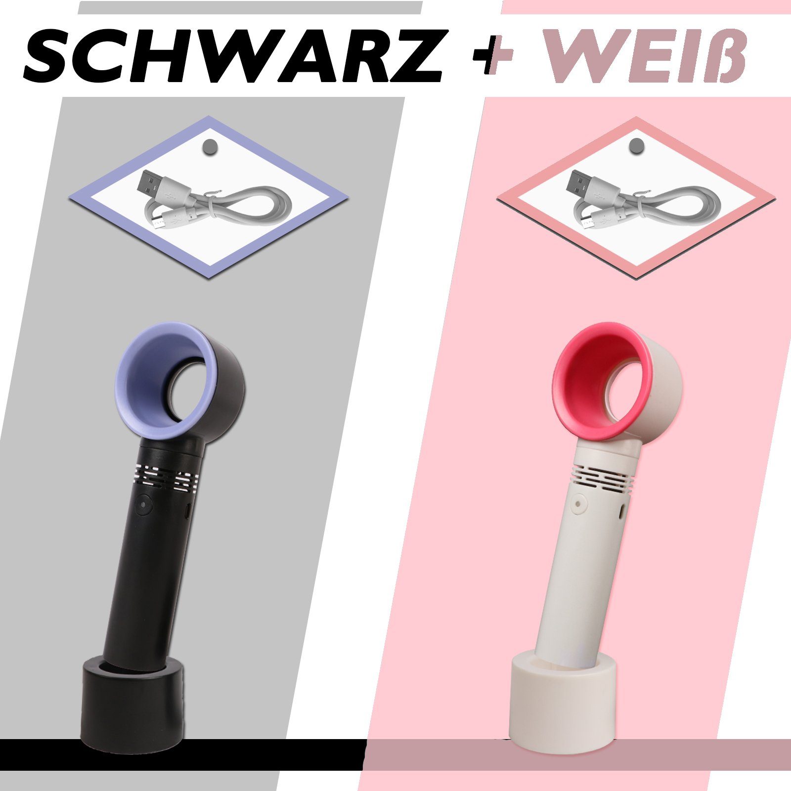 USB-Ventilator WeißSchwarz Wiederaufladbar BIGTREE USB Handheld Luftkühler, Mini Mini