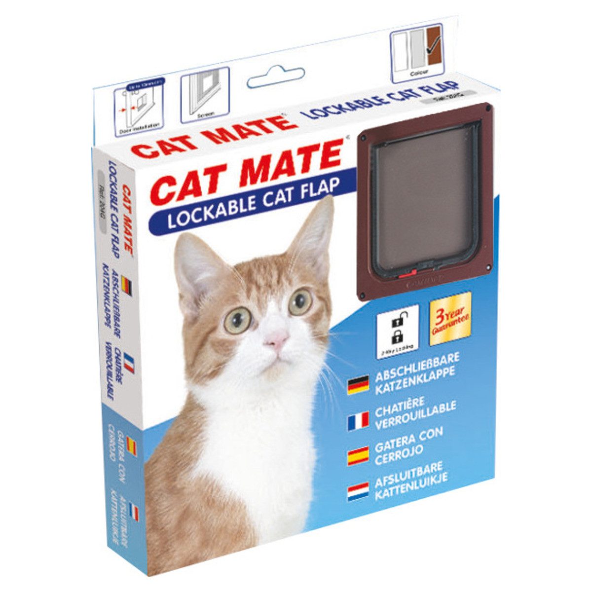CAT MATE Katzenklappe Katzentür mit Magnetverschluss 304 B braun