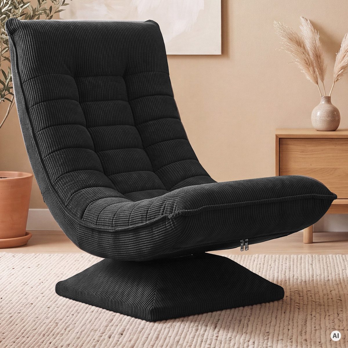 Casaria Relaxsessel Aberdeen Cord, verstellbare Lehne Drehbar Klappbar 150kg Belastbarkeit 60x105x87cm