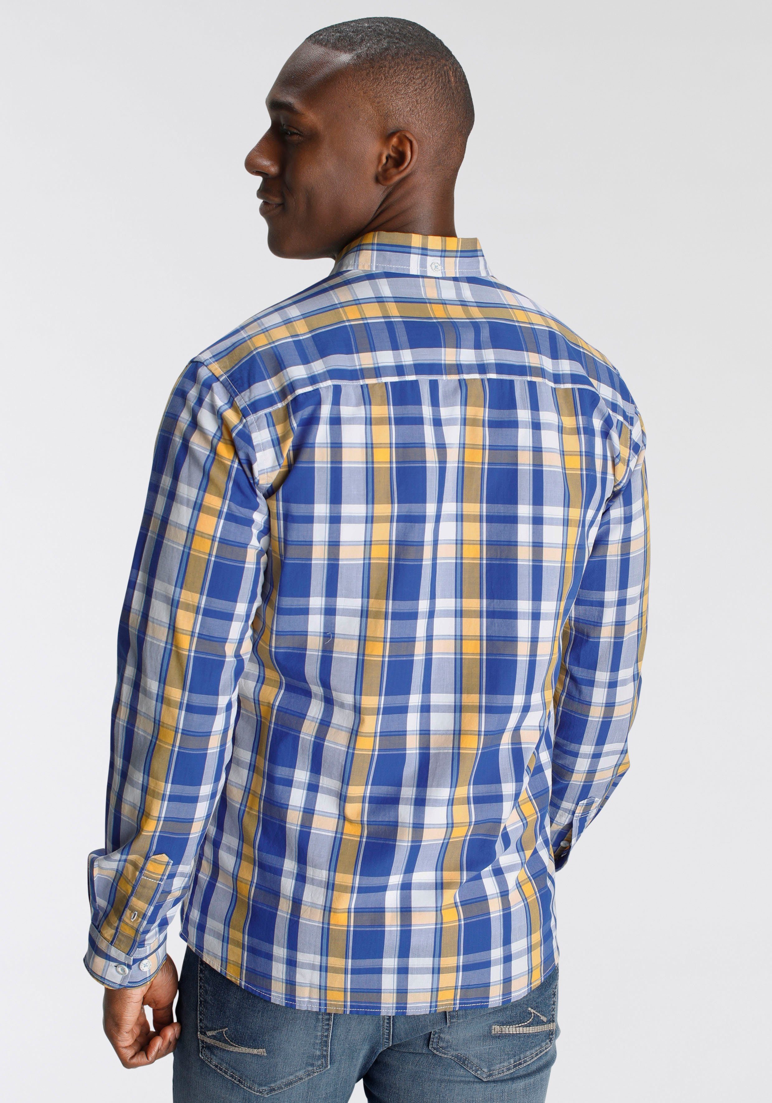 DELMAO Karohemd mit dezenter Stickerei