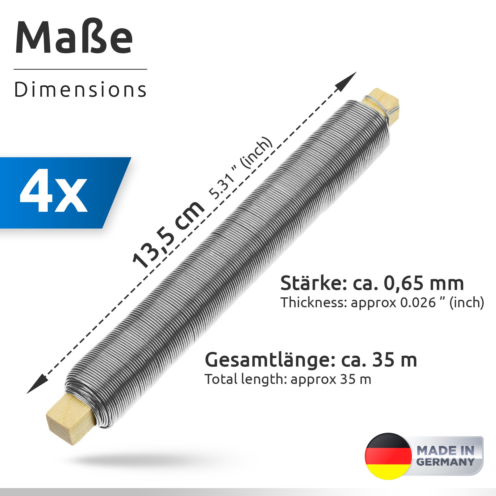 ECENCE Bindedraht Blumendraht verzinkt Wickeldraht 4x35m Basteldraht – Bild 4 von 5