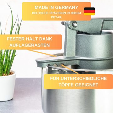 Thiru Spätzlepresse Kartoffelpresse mit Auflagerasten - Spätzle, Kartoffeln, Saft, Knöpfle, Made in Germany