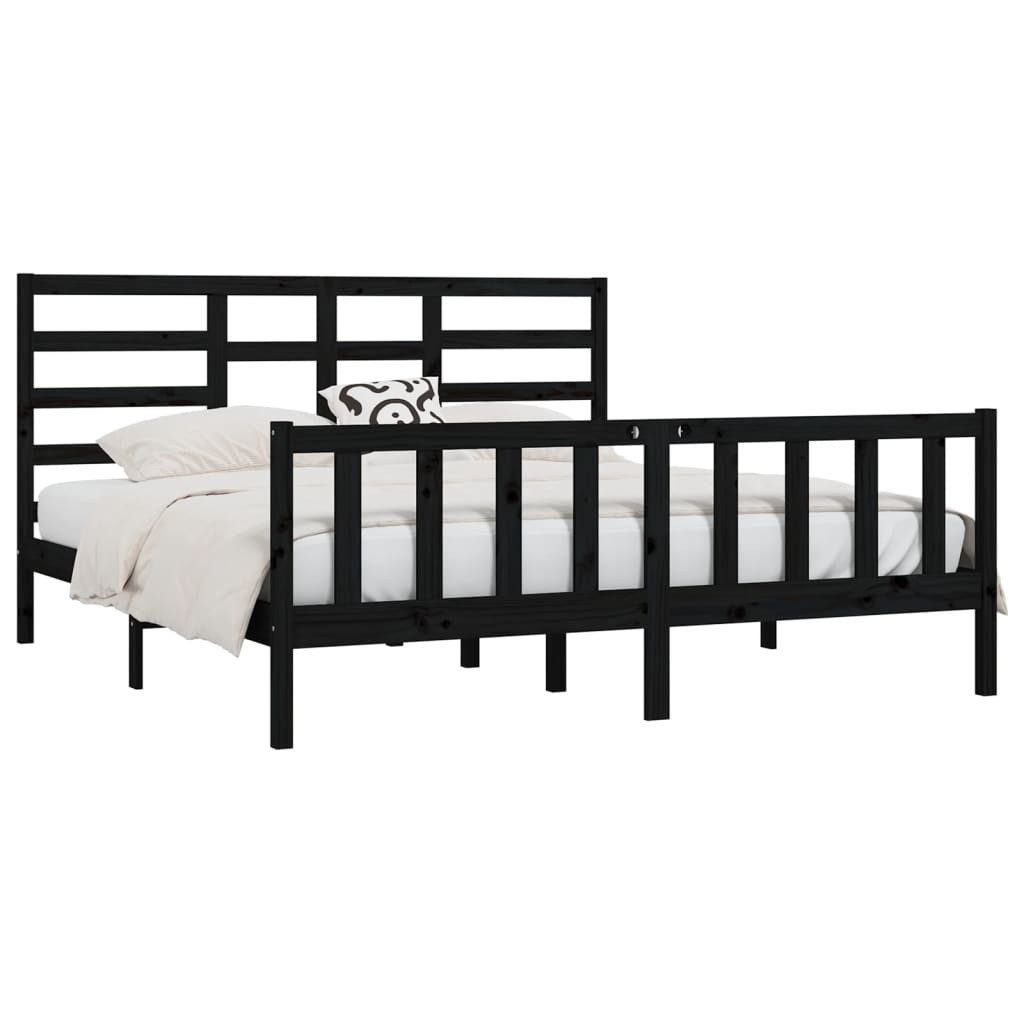 vidaXL Bett Massivholzbett Schwarz Kiefer 200x200 cm