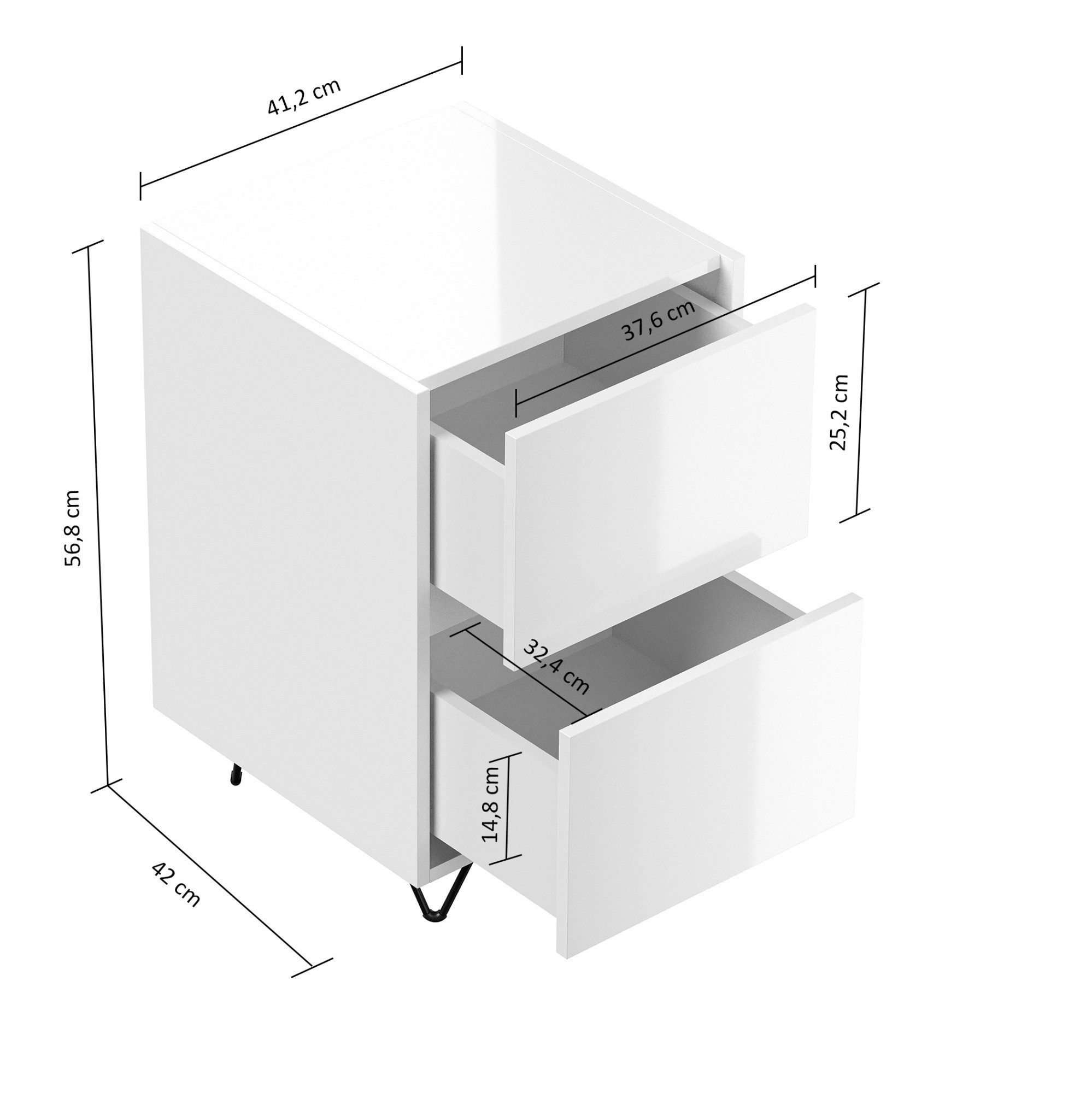 Magnolia Home Nachttisch Nachttisch Yako 40cm 2 SoftClose stehend Grafit So günstig online kaufen